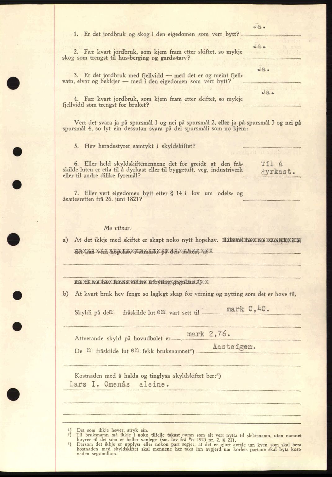 Nordre Sunnmøre sorenskriveri, SAT/A-0006/1/2/2C/2Ca: Mortgage book no. A11, 1941-1941, Diary no: : 927/1941