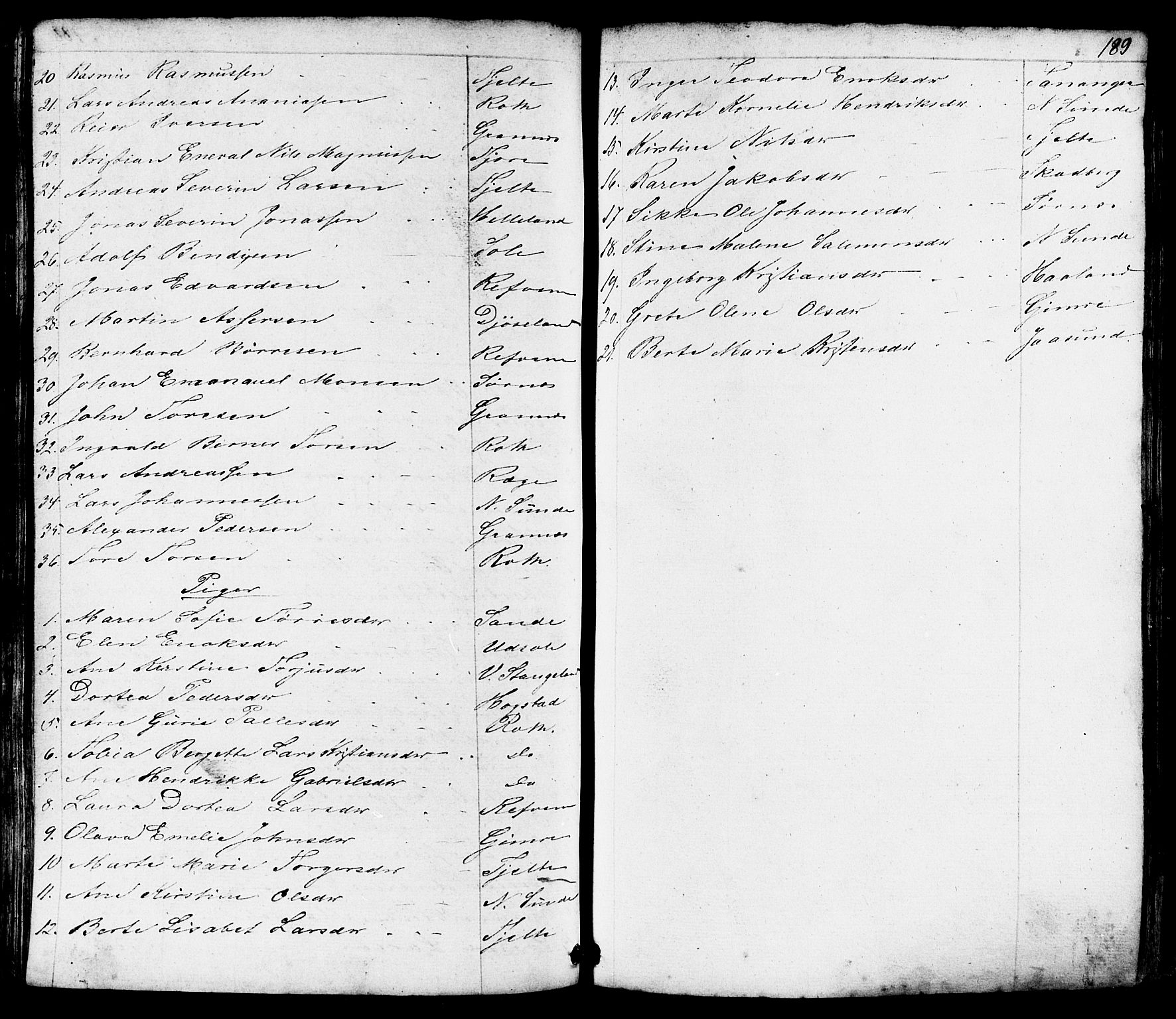 Håland sokneprestkontor, AV/SAST-A-101802/001/30BB/L0002: Parish register (copy) no. B 2, 1845-1872, p. 189