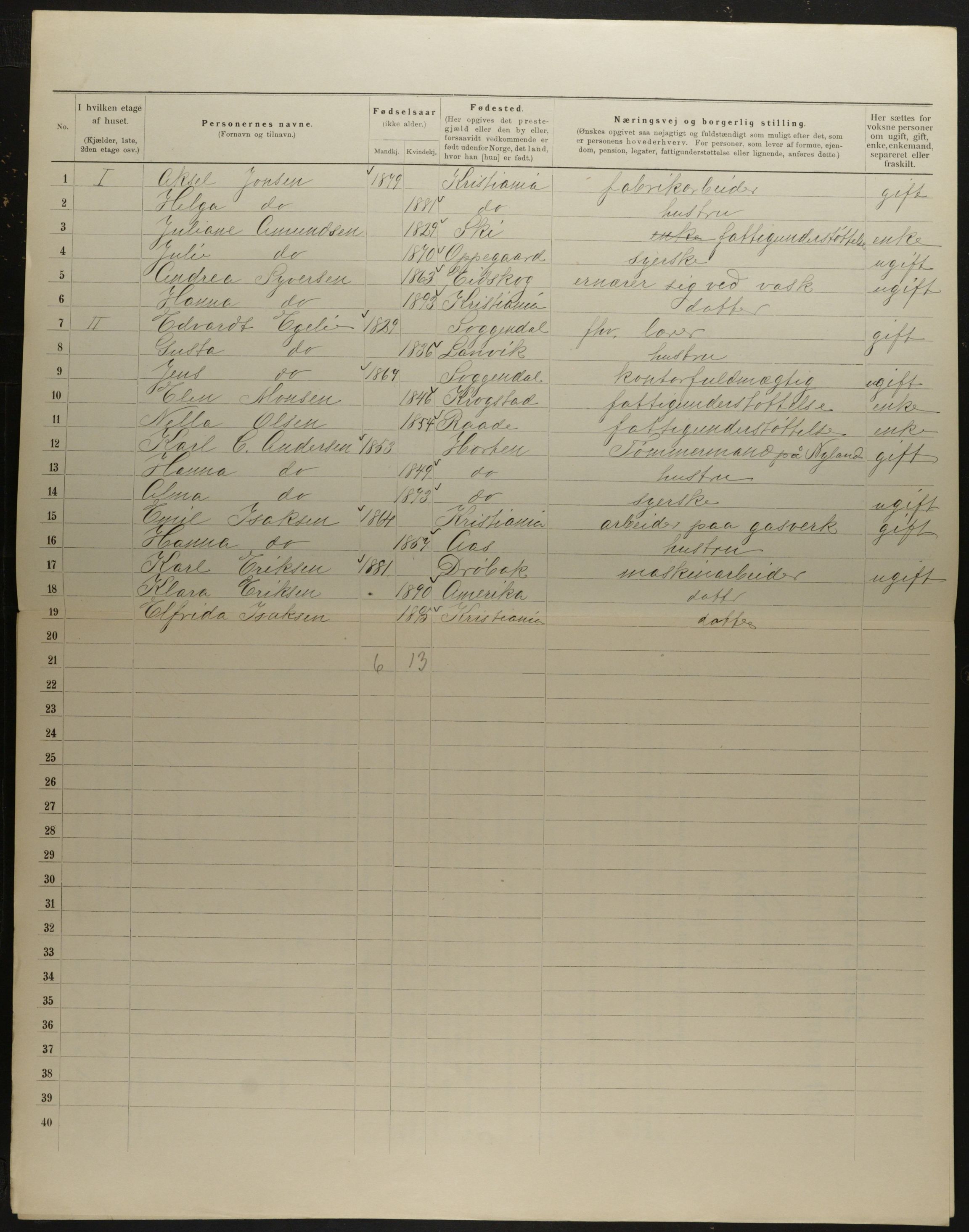 OBA, Municipal Census 1901 for Kristiania, 1901, p. 4926