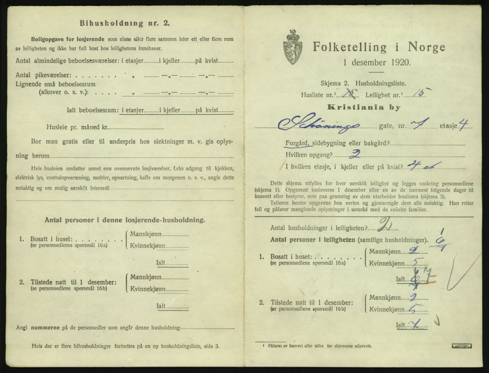 SAO, 1920 census for Kristiania, 1920, p. 93597