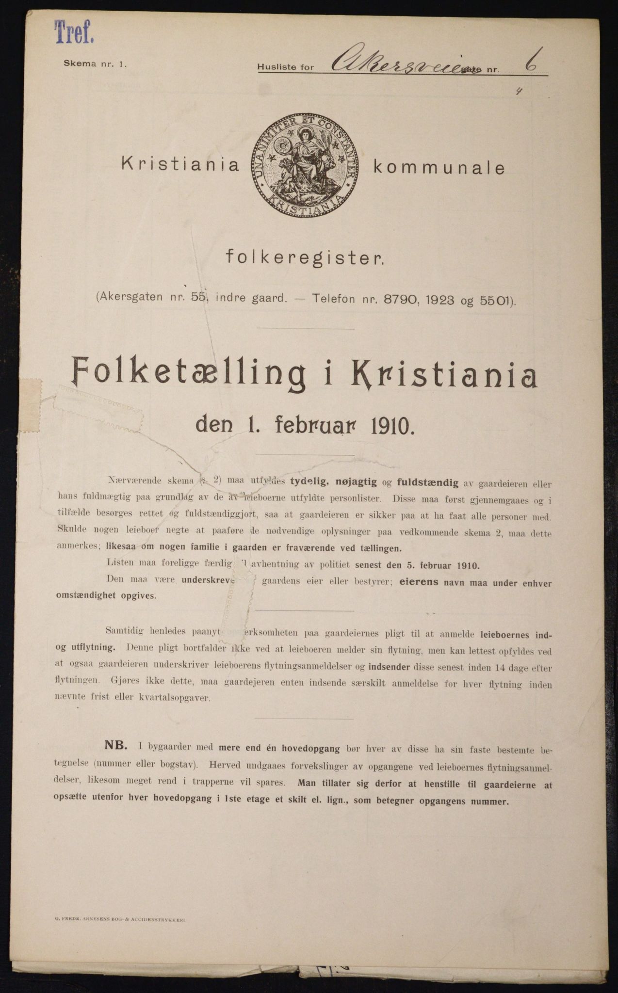 OBA, Municipal Census 1910 for Kristiania, 1910, p. 786