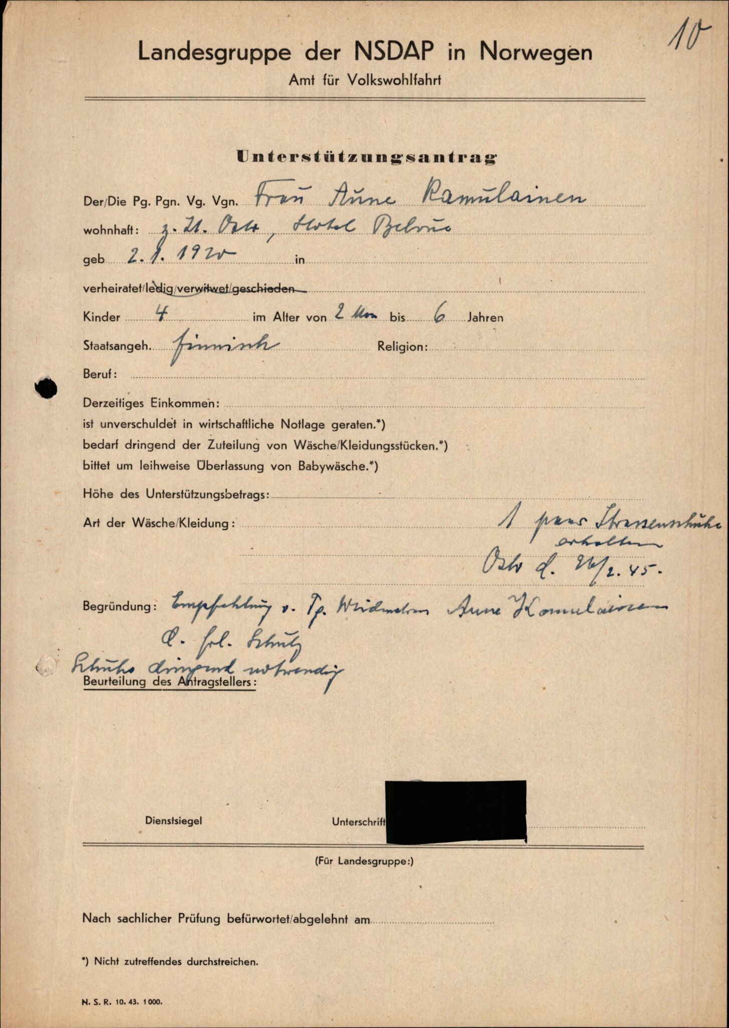 Forsvarets Overkommando. 2 kontor. Arkiv 11.4. Spredte tyske arkivsaker, AV/RA-RAFA-7031/D/Dar/Darb/L0015: Reichskommissariat - NSDAP in Norwegen, 1938-1945, p. 661