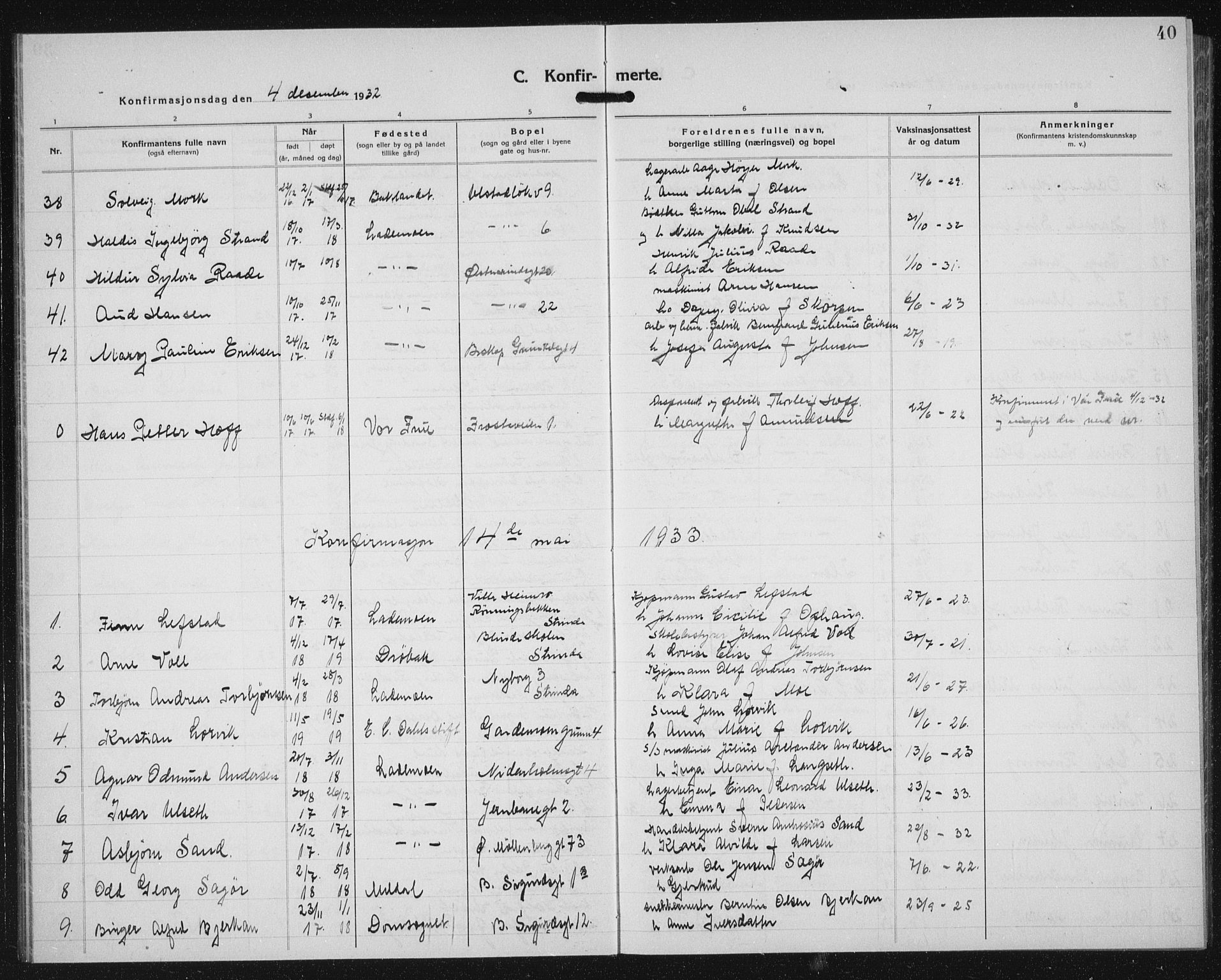 Ministerialprotokoller, klokkerbøker og fødselsregistre - Sør-Trøndelag, SAT/A-1456/605/L0262: Parish register (copy) no. 605C09, 1930-1933, p. 40