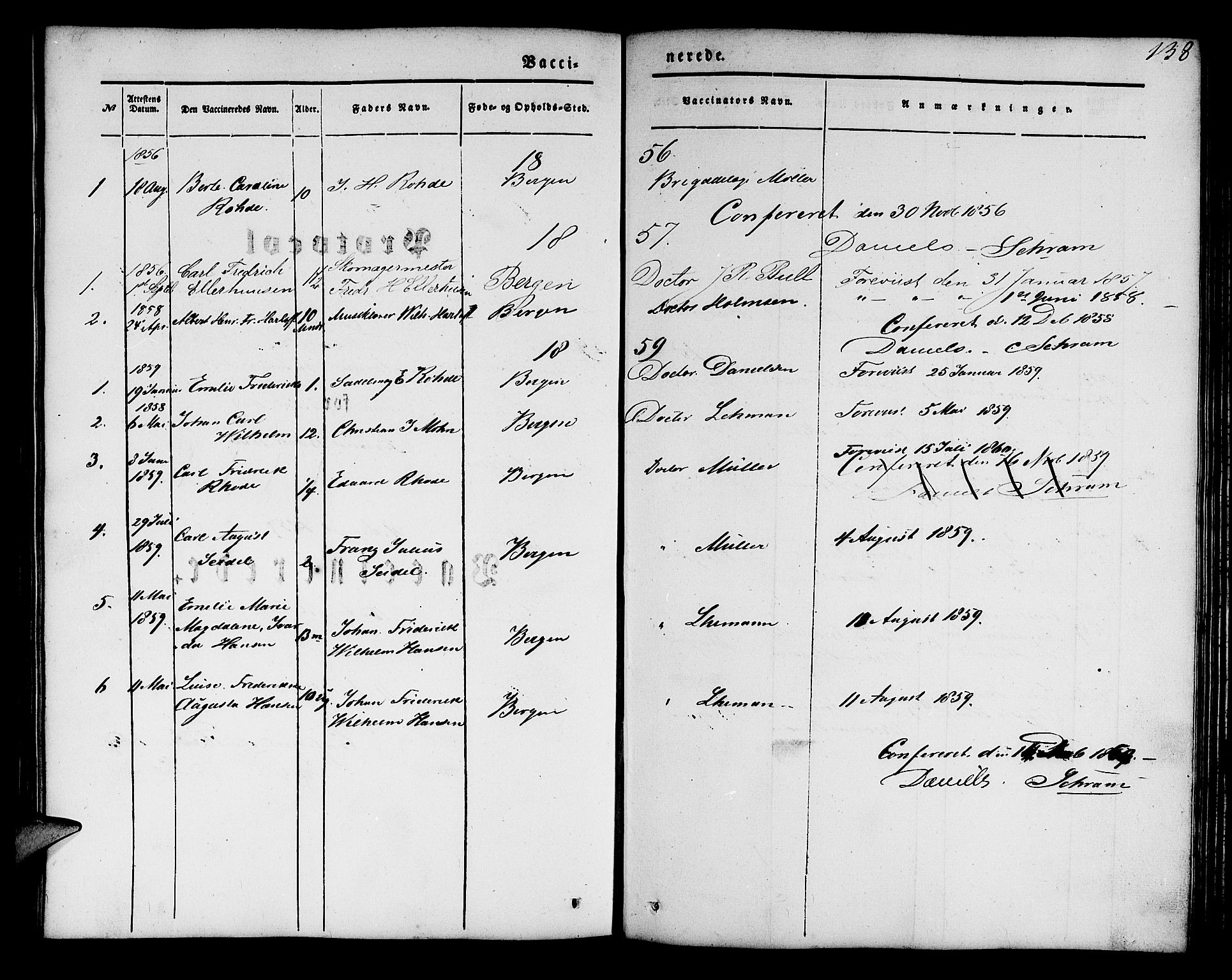 Mariakirken Sokneprestembete, SAB/A-76901/H/Hab/L0002: Parish register (copy) no. A 2, 1846-1862, p. 138
