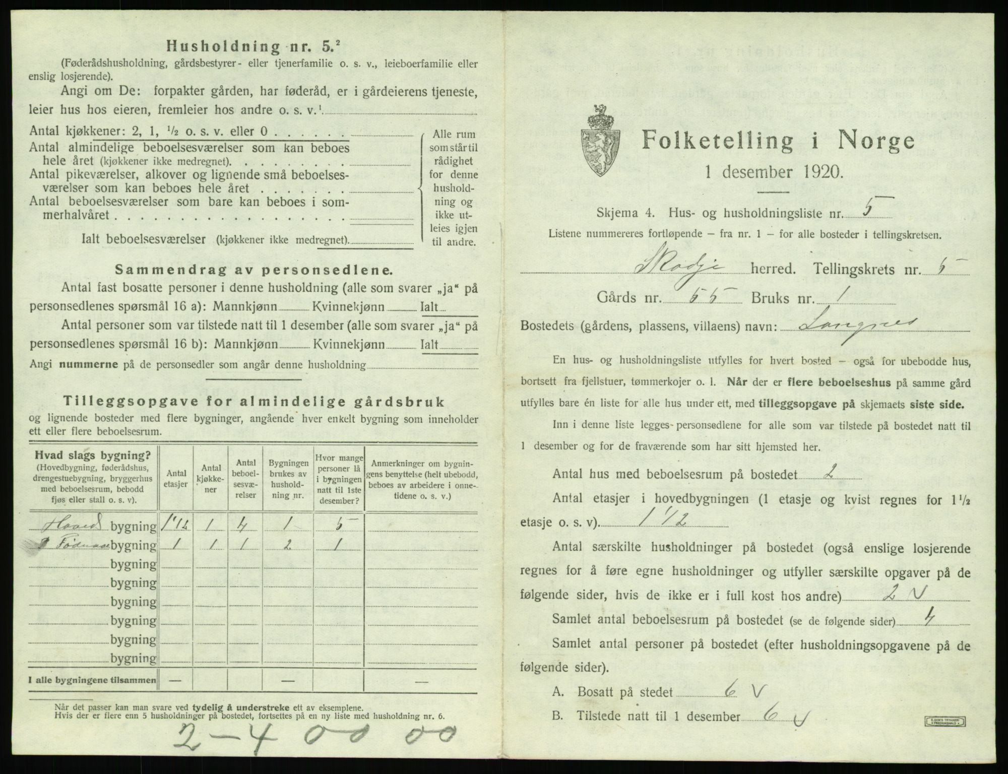 SAT, 1920 census for Skodje, 1920, p. 347