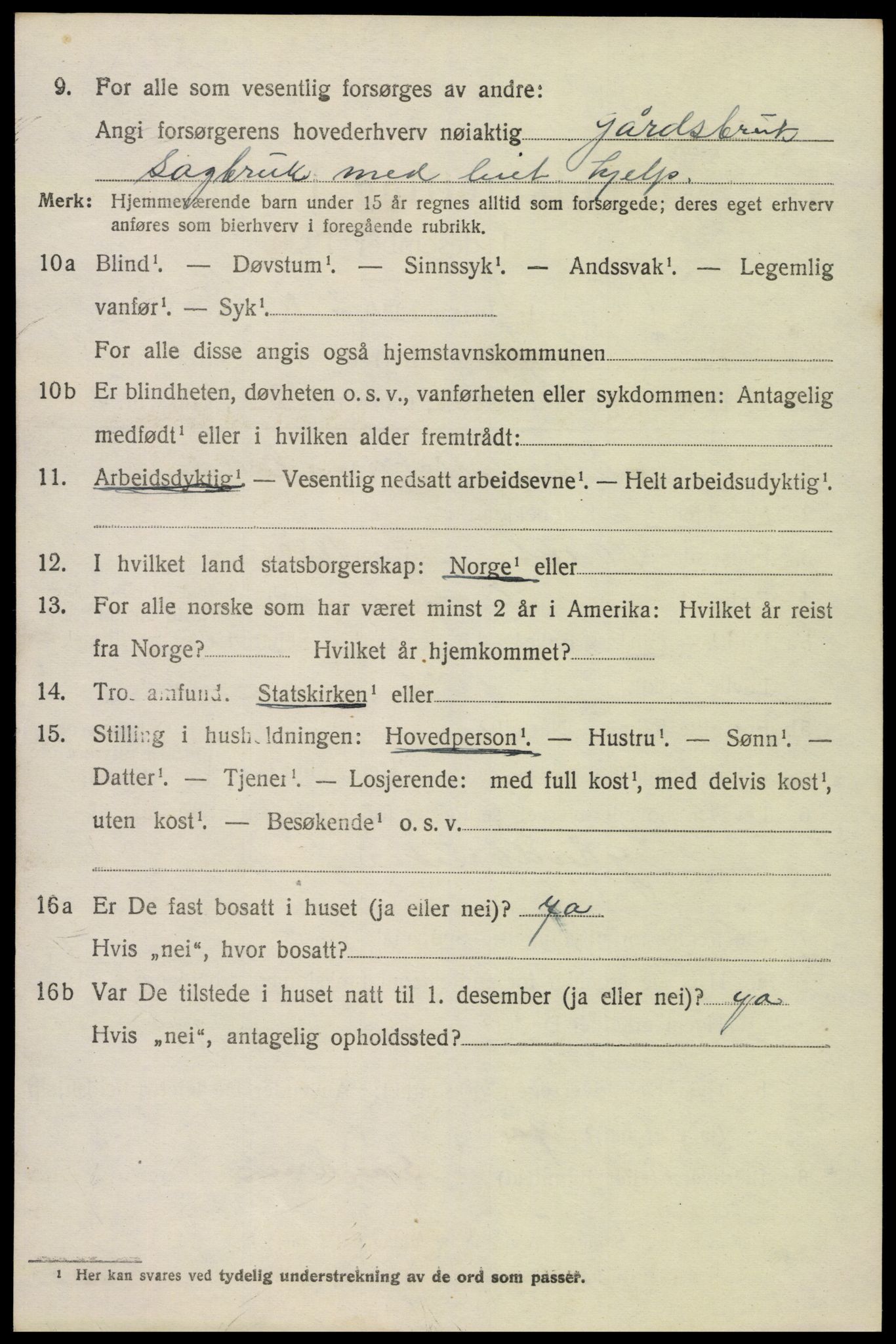 SAK, 1920 census for Evje, 1920, p. 2845