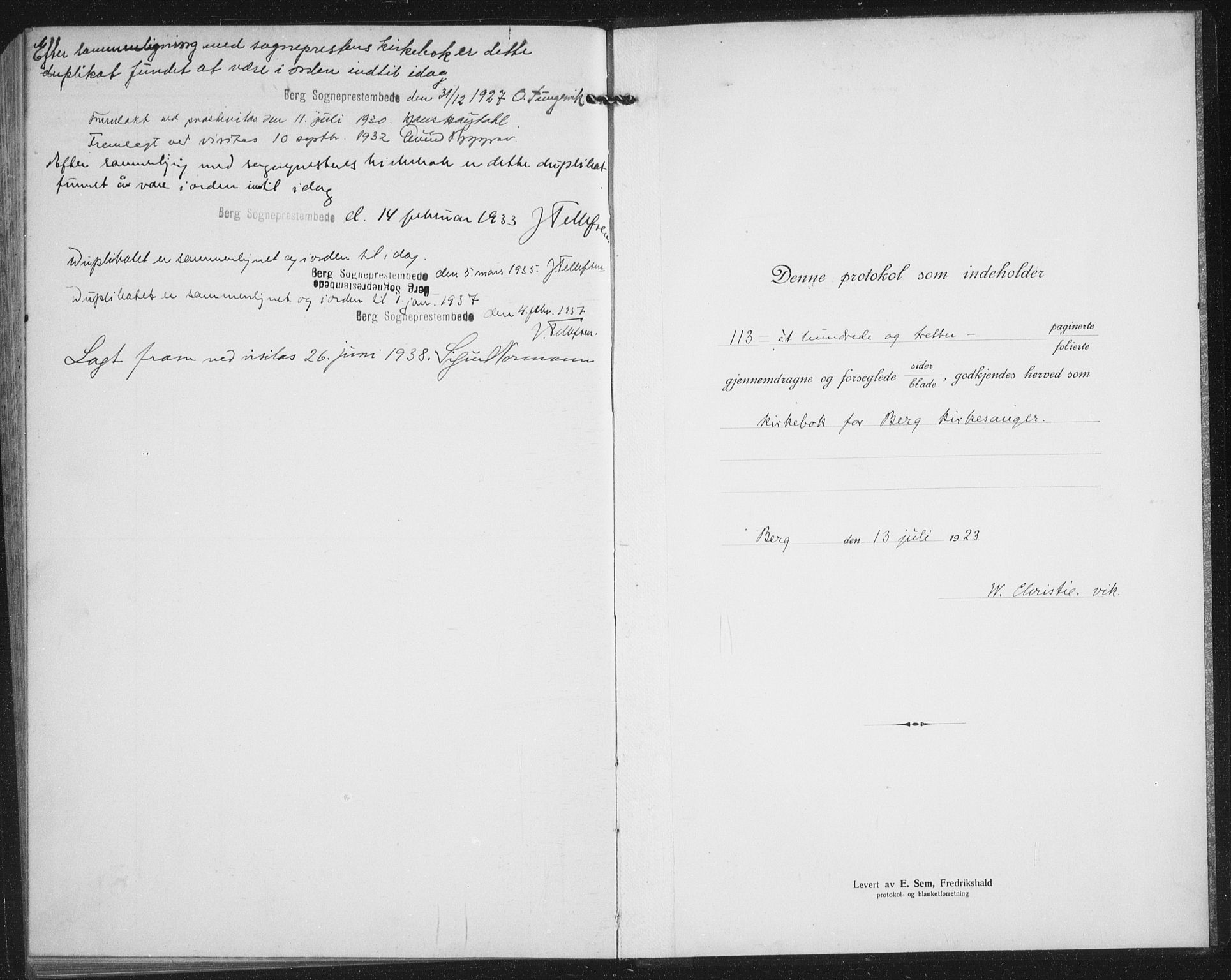 Berg sokneprestkontor, SATØ/S-1318/G/Ga/Gab/L0007klokker: Parish register (copy) no. 7, 1922-1936