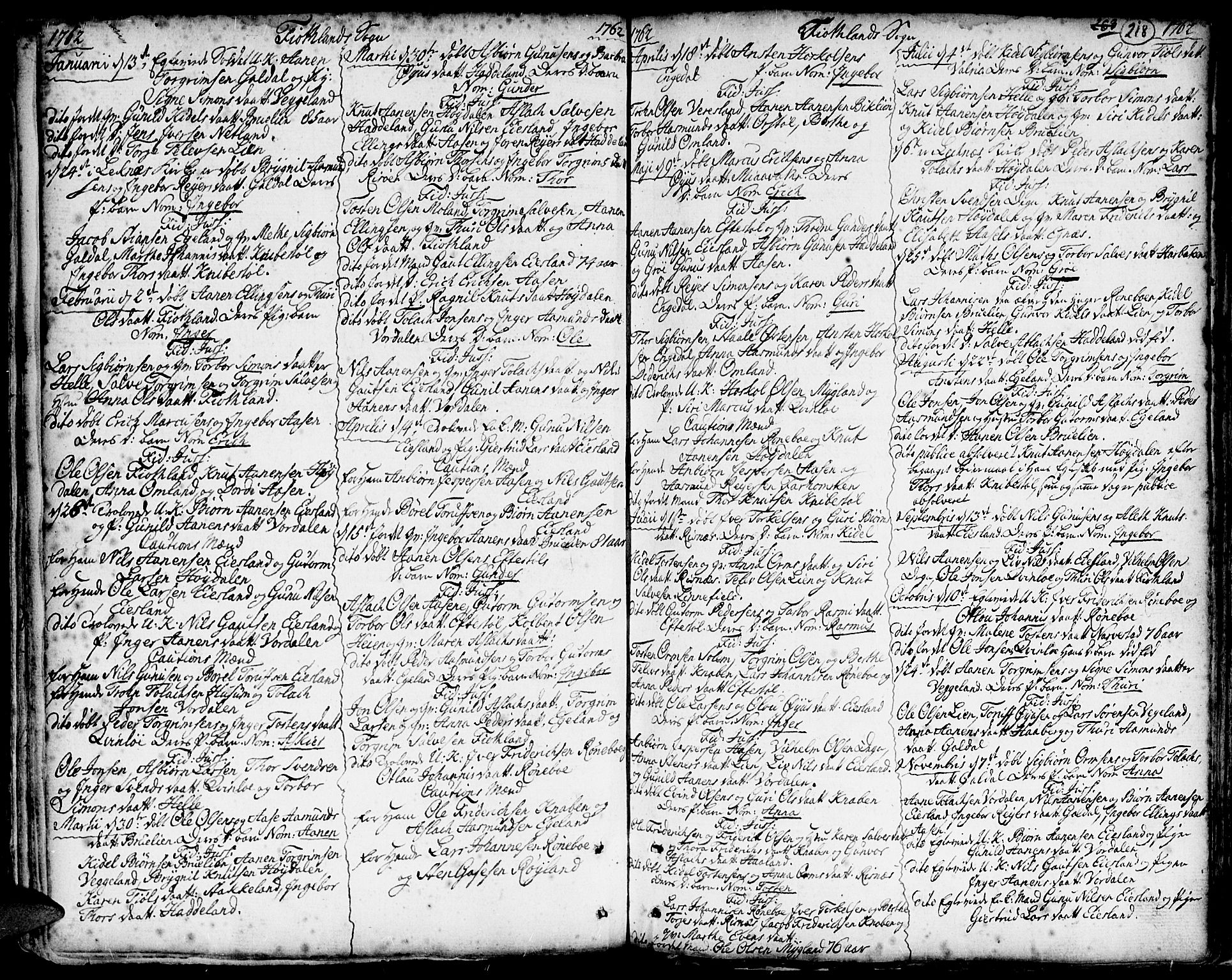 Hægebostad sokneprestkontor, SAK/1111-0024/F/Fa/Faa/L0001: Parish register (official) no. A 1 /3, 1760-1826, p. 218