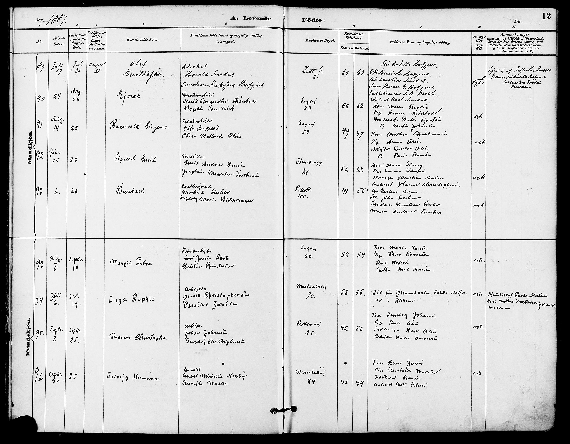 Gamle Aker prestekontor Kirkebøker, AV/SAO-A-10617a/F/L0008: Parish register (official) no. 8, 1887-1896, p. 12