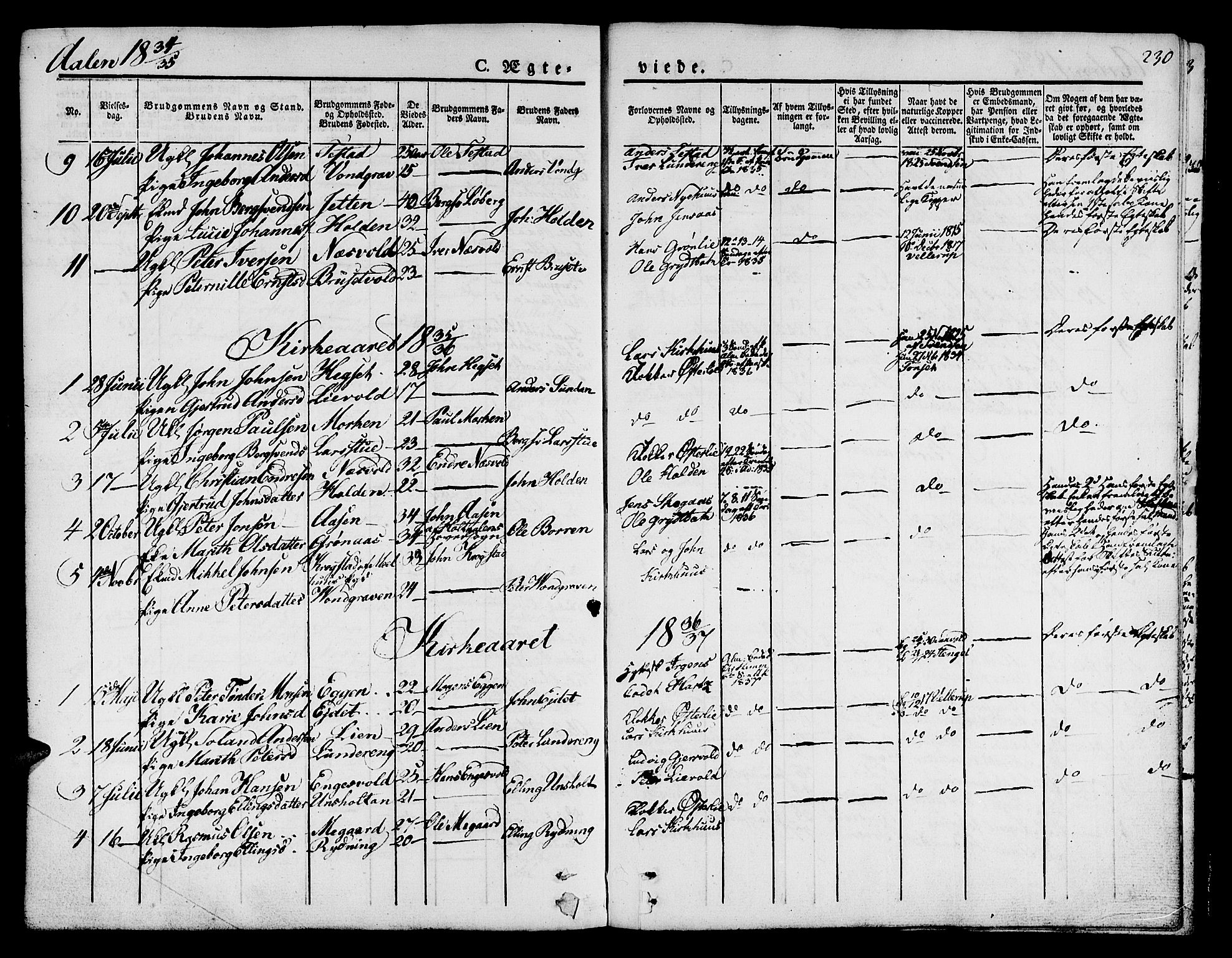 Ministerialprotokoller, klokkerbøker og fødselsregistre - Sør-Trøndelag, AV/SAT-A-1456/685/L0959: Parish register (official) no. 685A04 /3, 1829-1845, p. 230