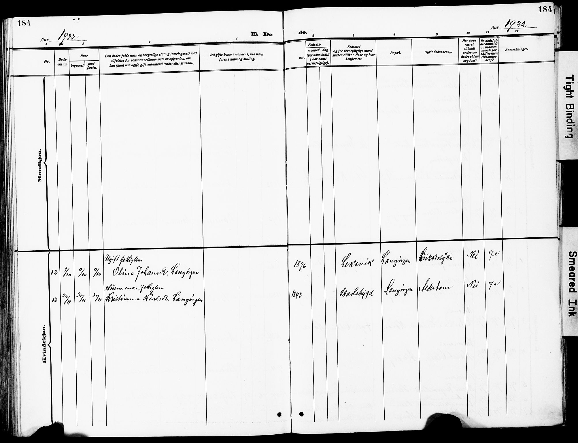 Ministerialprotokoller, klokkerbøker og fødselsregistre - Sør-Trøndelag, AV/SAT-A-1456/612/L0388: Parish register (copy) no. 612C04, 1909-1929, p. 184