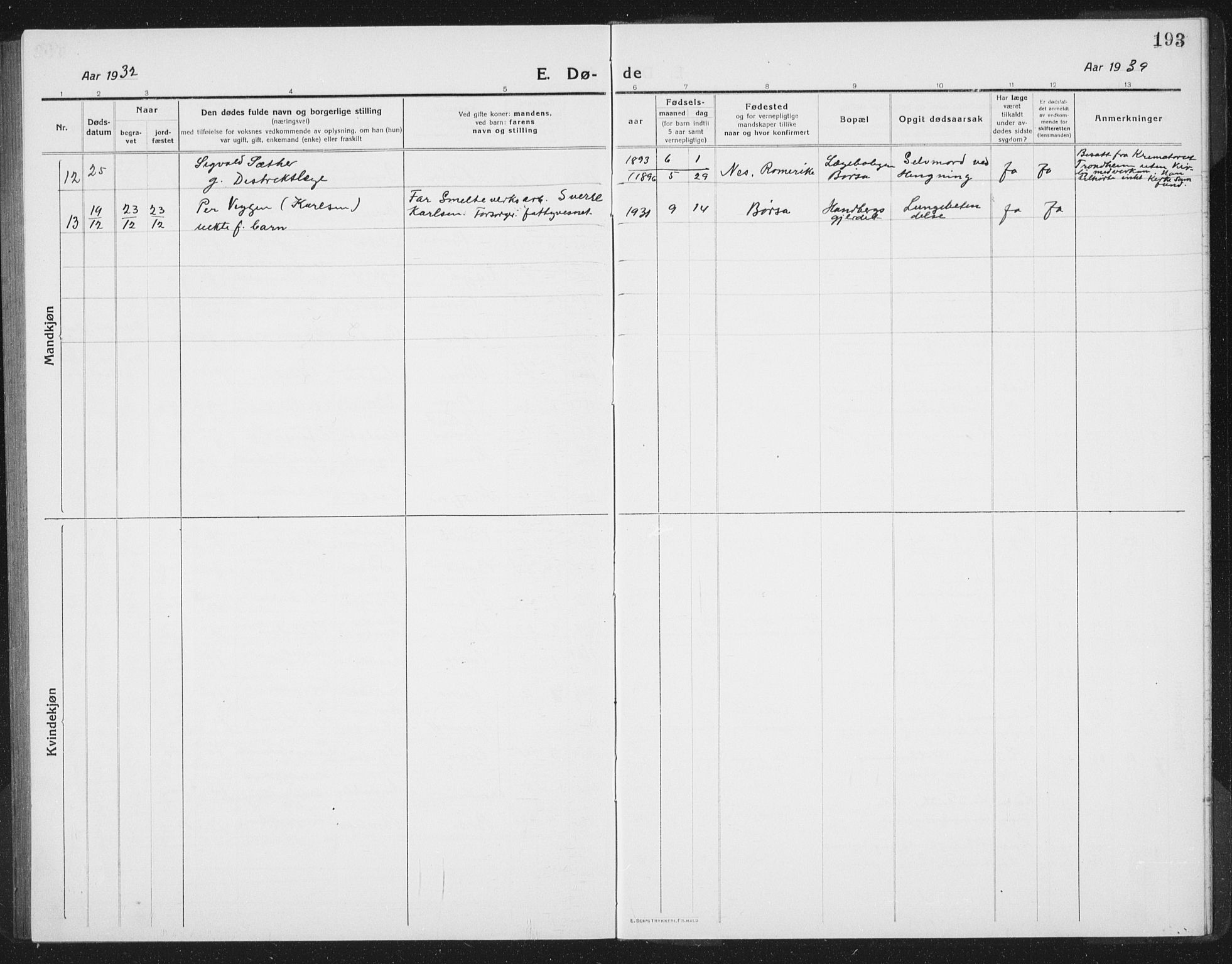 Ministerialprotokoller, klokkerbøker og fødselsregistre - Sør-Trøndelag, SAT/A-1456/665/L0778: Parish register (copy) no. 665C03, 1916-1938, p. 193