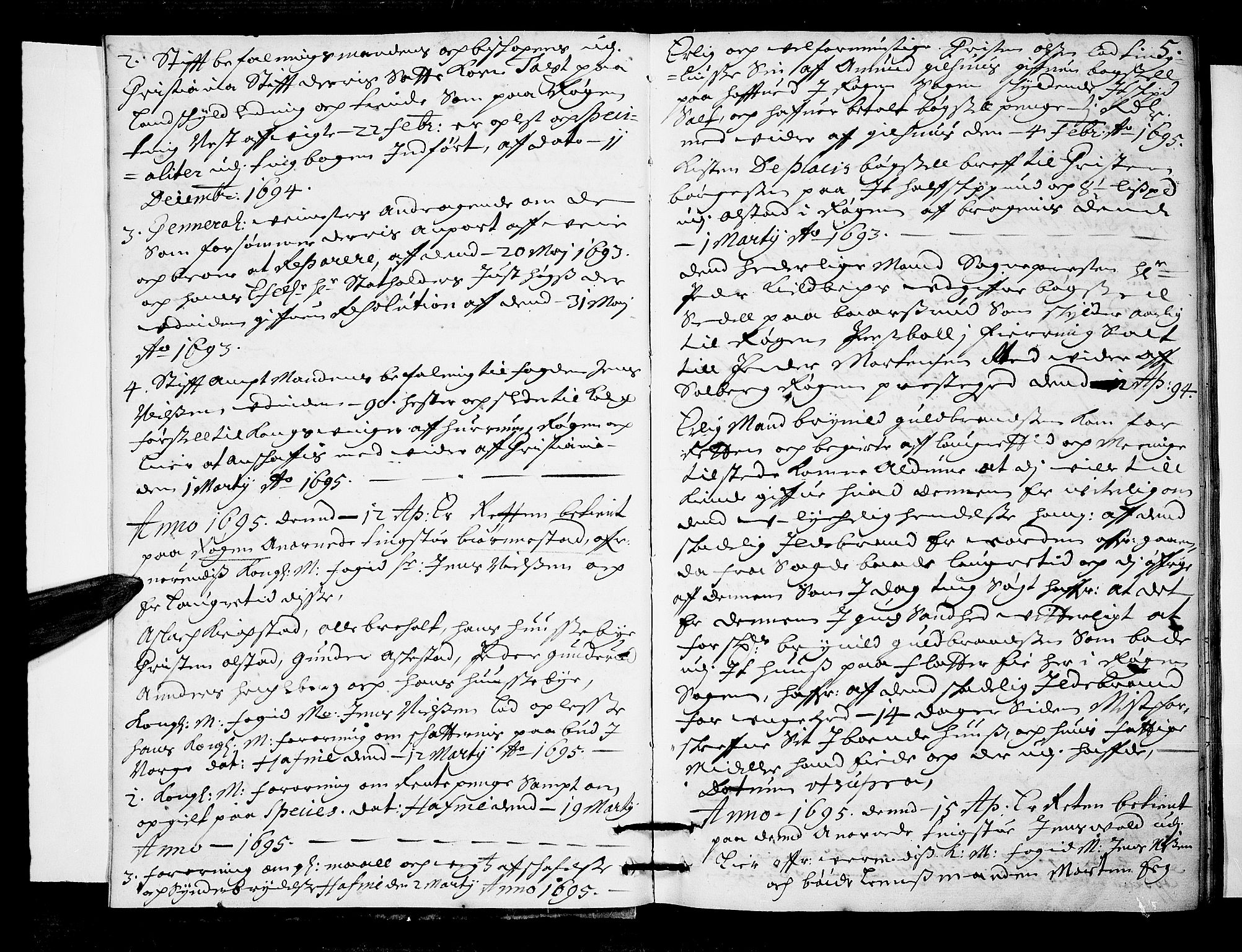 Lier, Røyken og Hurum sorenskriveri, AV/SAKO-A-89/F/Fa/L0036: Tingbok, 1695-1696, p. 5