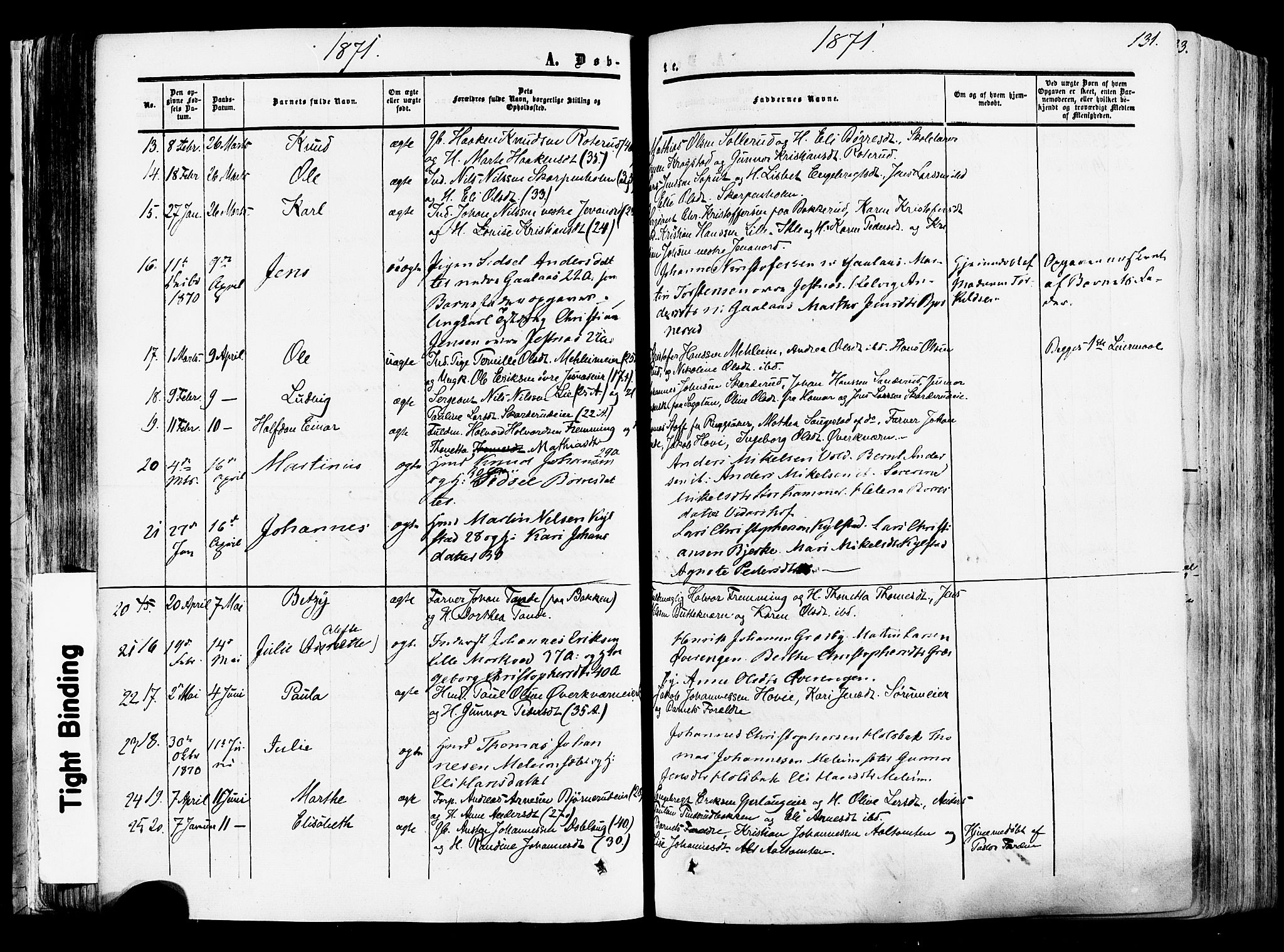 Vang prestekontor, Hedmark, AV/SAH-PREST-008/H/Ha/Haa/L0013: Parish register (official) no. 13, 1855-1879, p. 131