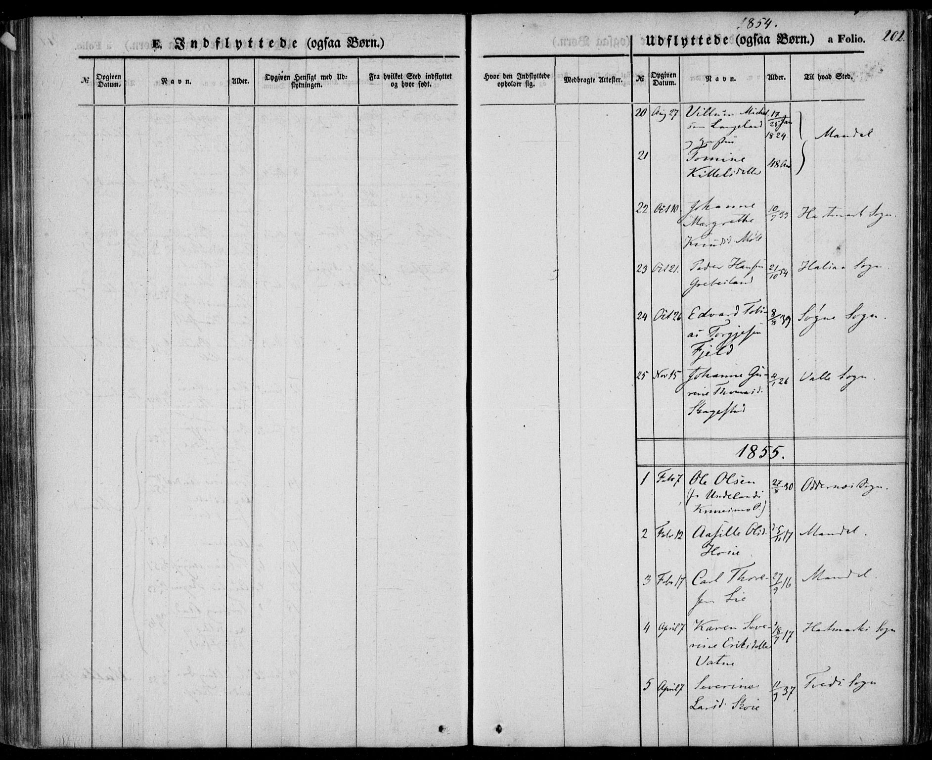 Holum sokneprestkontor, AV/SAK-1111-0022/F/Fa/Faa/L0005: Parish register (official) no. A 5, 1850-1864, p. 202