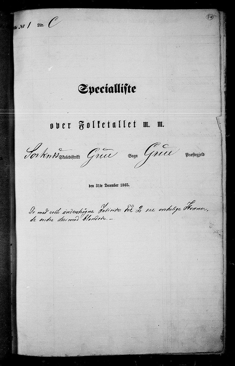 RA, 1865 census for Grue, 1865, p. 53