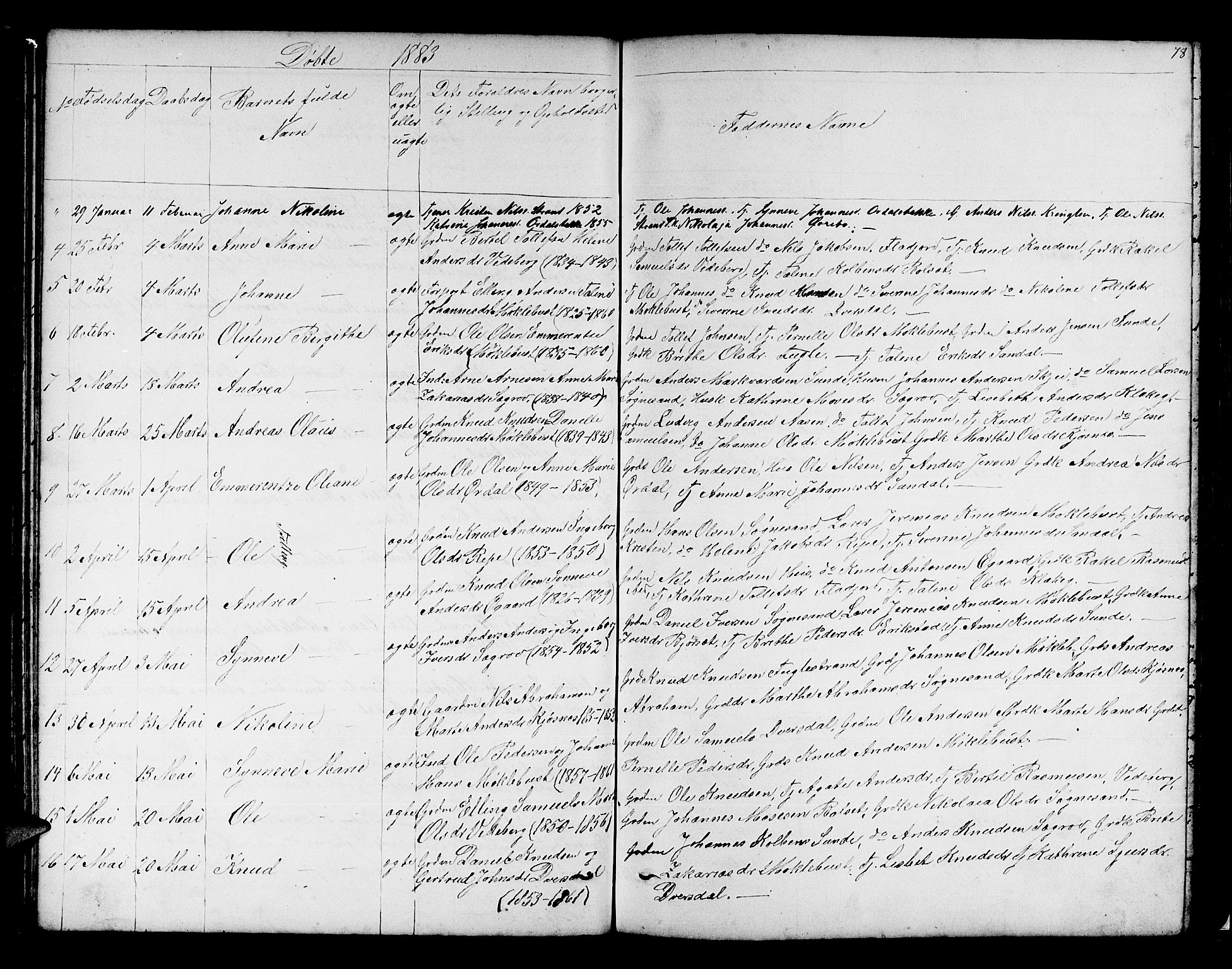 Jølster sokneprestembete, SAB/A-80701/H/Hab/Habb/L0001: Parish register (copy) no. B 1, 1853-1887, p. 78