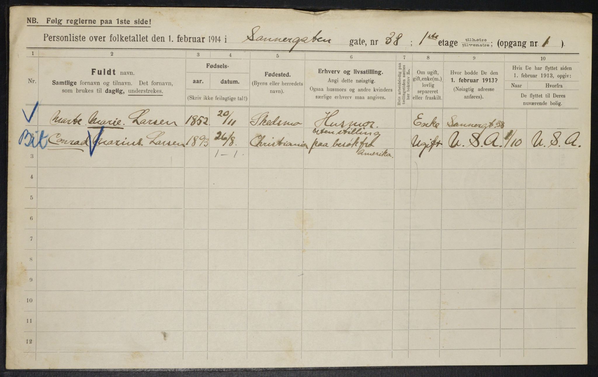 OBA, Municipal Census 1914 for Kristiania, 1914, p. 88922