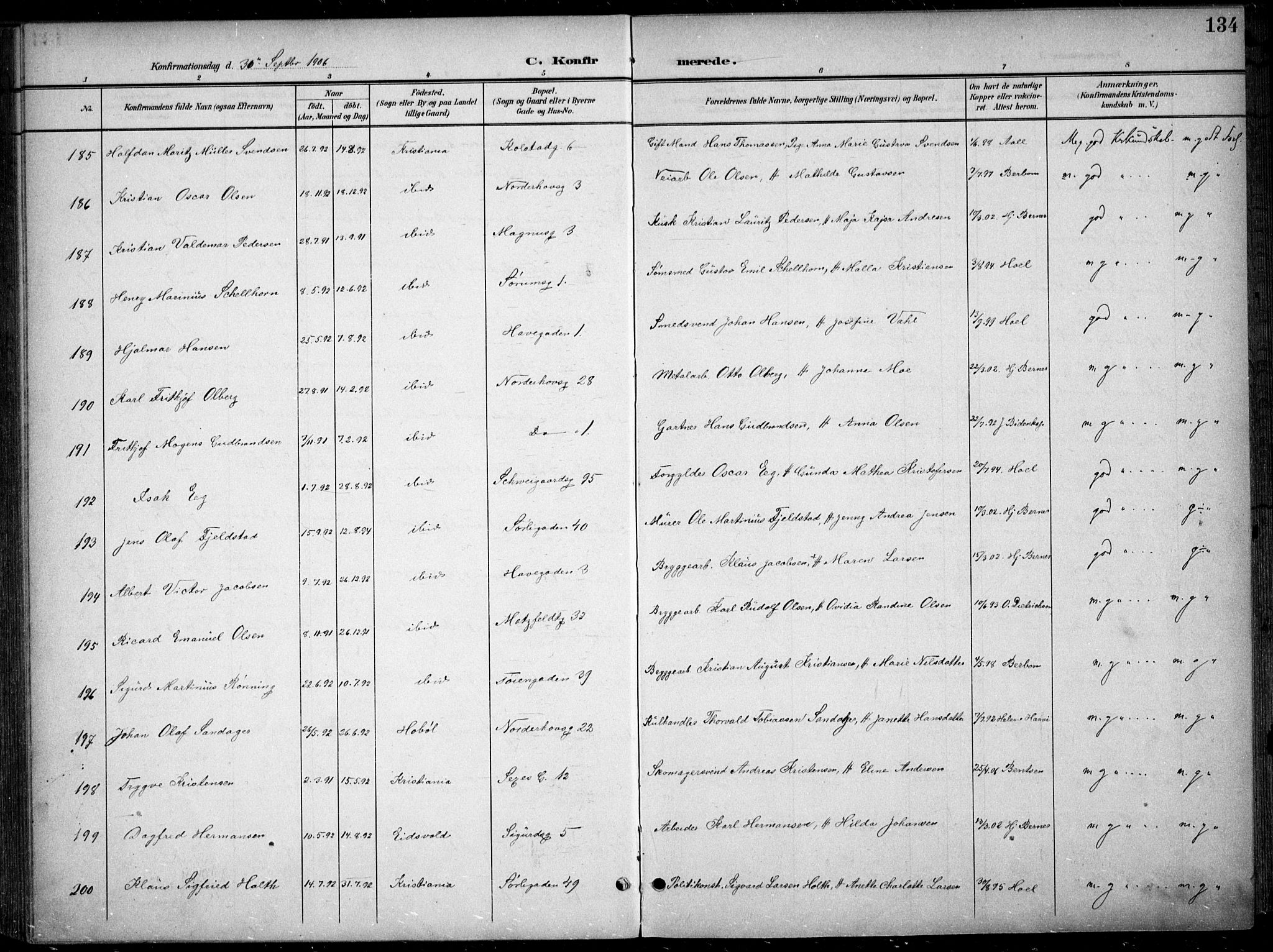 Kampen prestekontor Kirkebøker, SAO/A-10853/F/Fa/L0009: Parish register (official) no. I 9, 1899-1911, p. 134