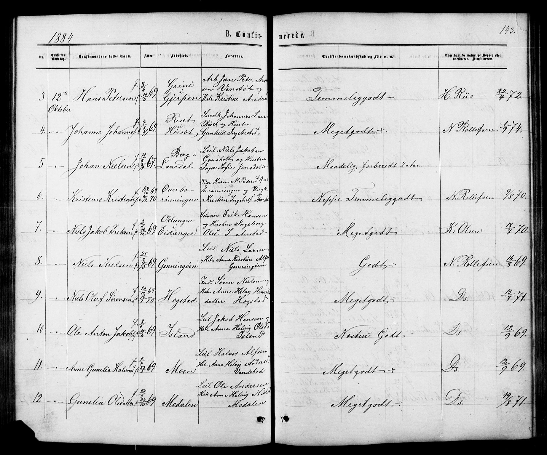 Siljan kirkebøker, SAKO/A-300/G/Ga/L0002: Parish register (copy) no. 2, 1864-1908, p. 143