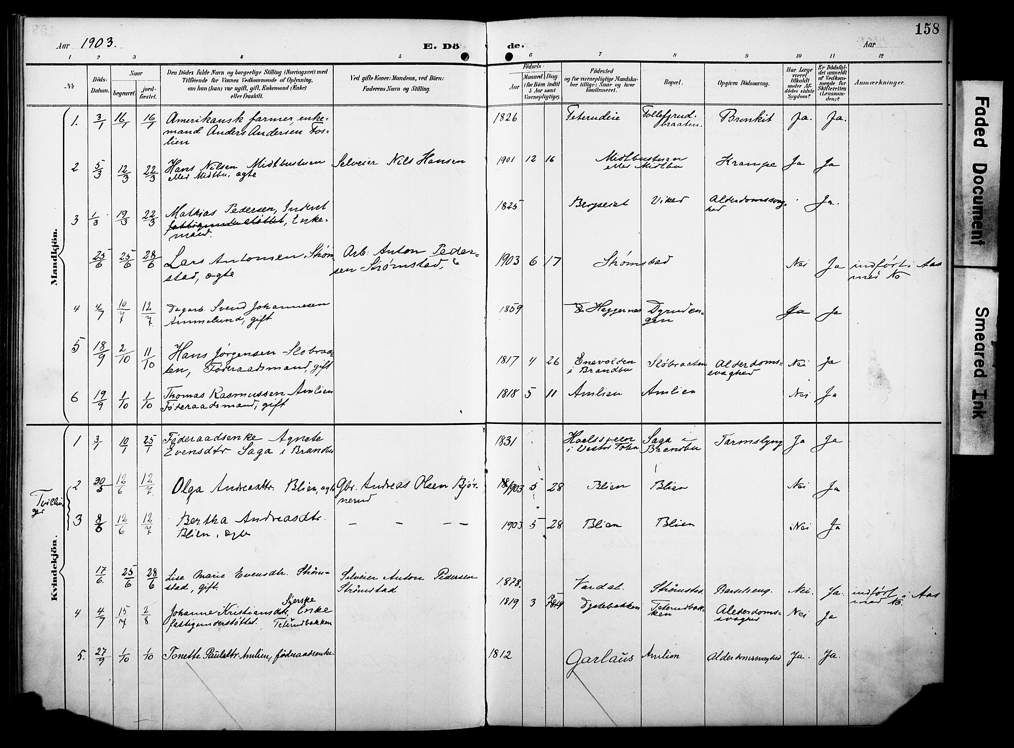 Vestre Toten prestekontor, AV/SAH-PREST-108/H/Ha/Haa/L0012: Parish register (official) no. 12, 1890-1906, p. 158