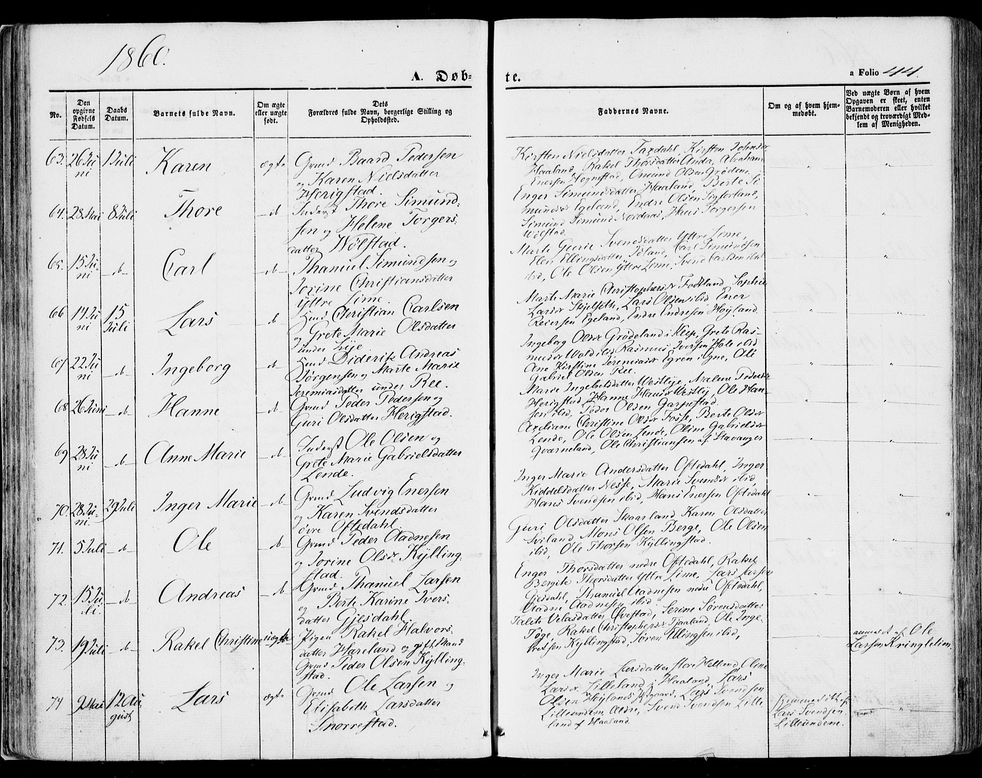 Lye sokneprestkontor, AV/SAST-A-101794/001/30BA/L0007: Parish register (official) no. A 6, 1856-1871, p. 44