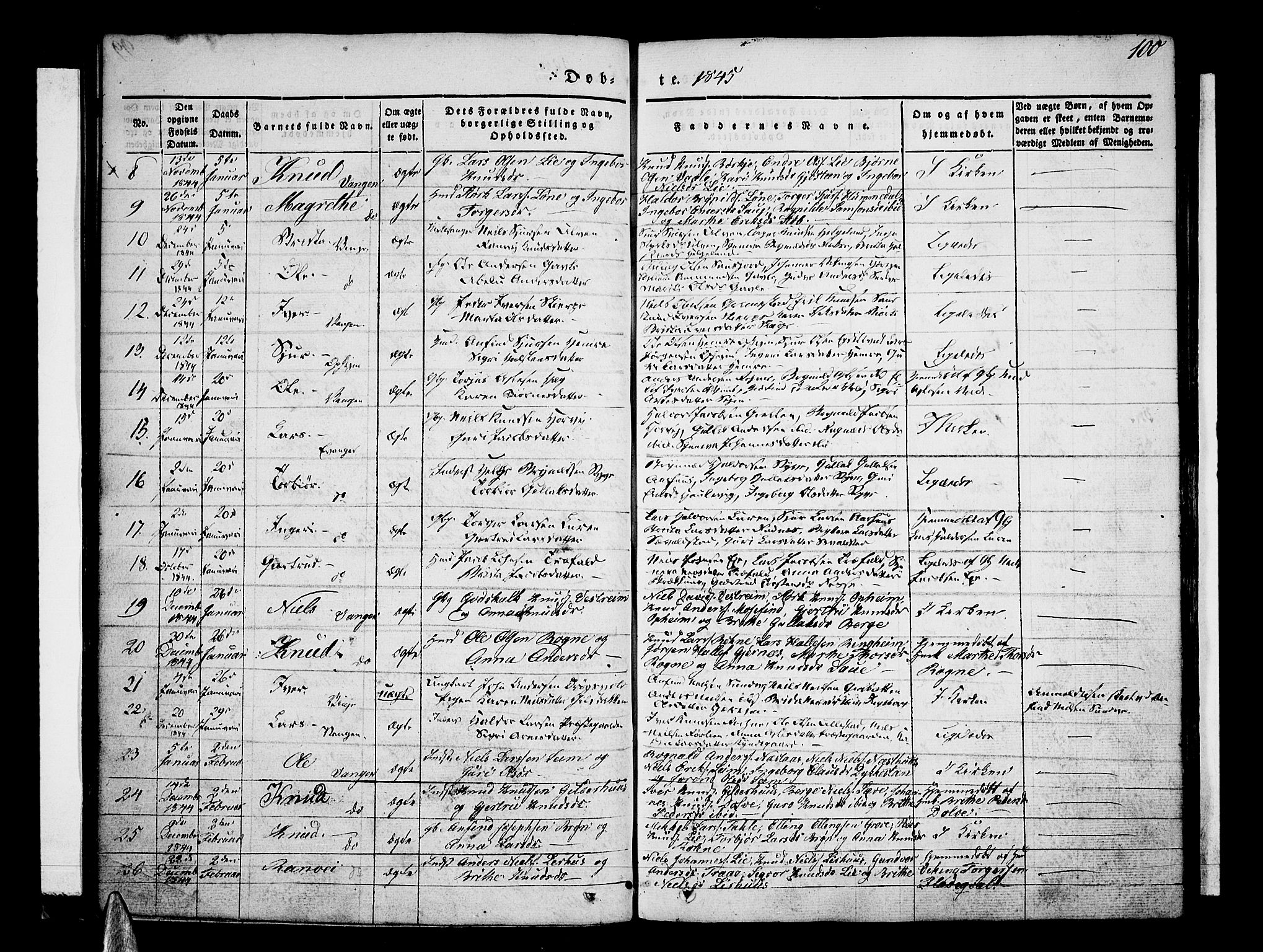 Voss sokneprestembete, SAB/A-79001/H/Haa: Parish register (official) no. A 13, 1836-1851, p. 100