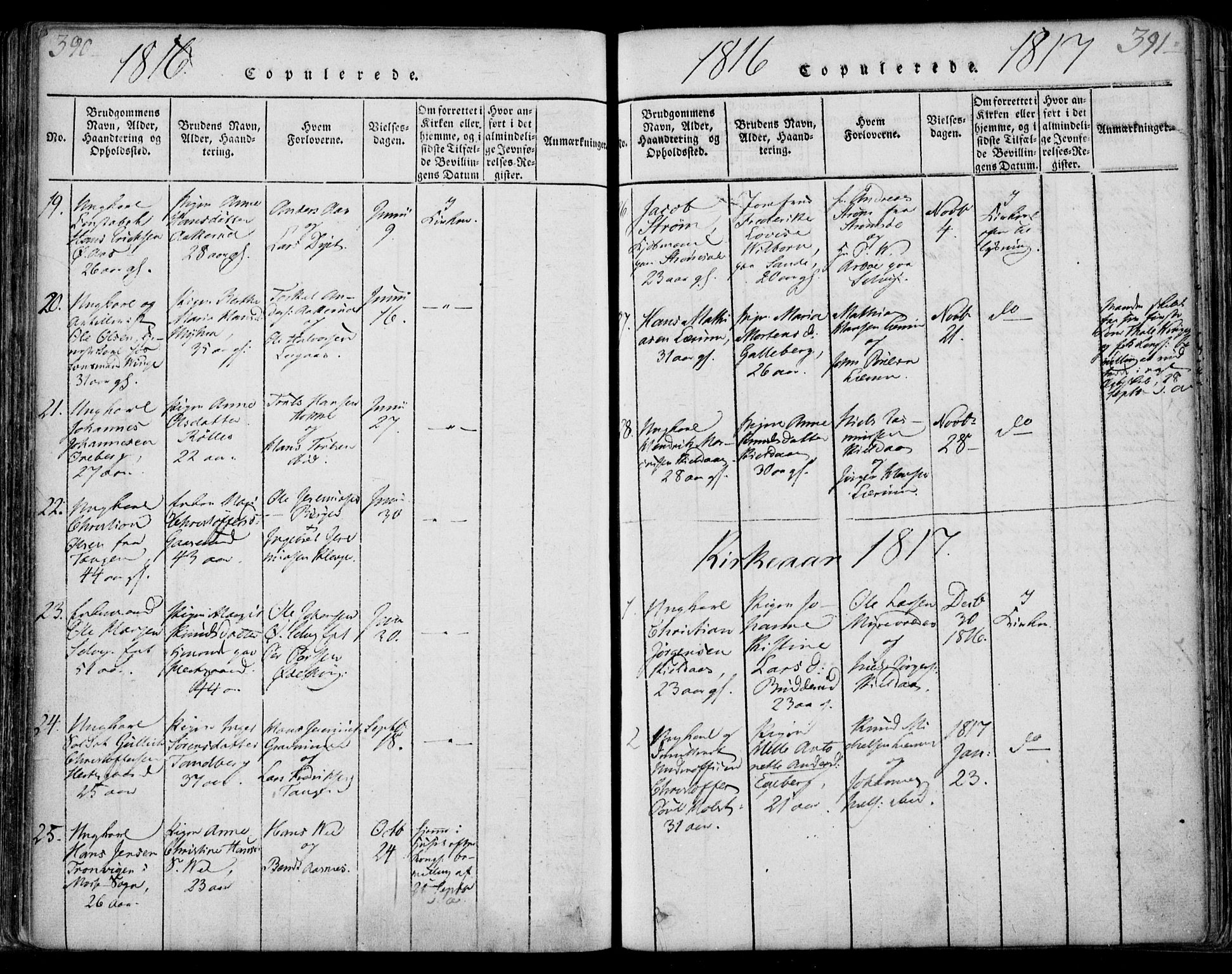 Sande Kirkebøker, SAKO/A-53/F/Fa/L0003: Parish register (official) no. 3, 1814-1847, p. 390-391