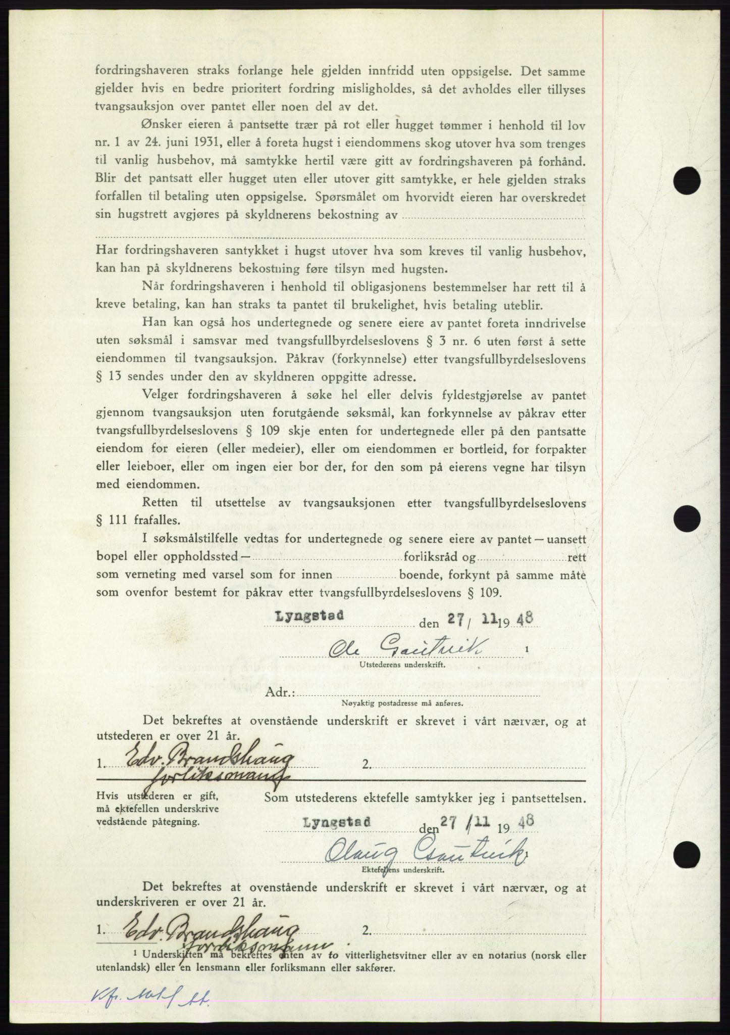 Nordmøre sorenskriveri, AV/SAT-A-4132/1/2/2Ca: Mortgage book no. B100, 1948-1949, Diary no: : 3355/1948