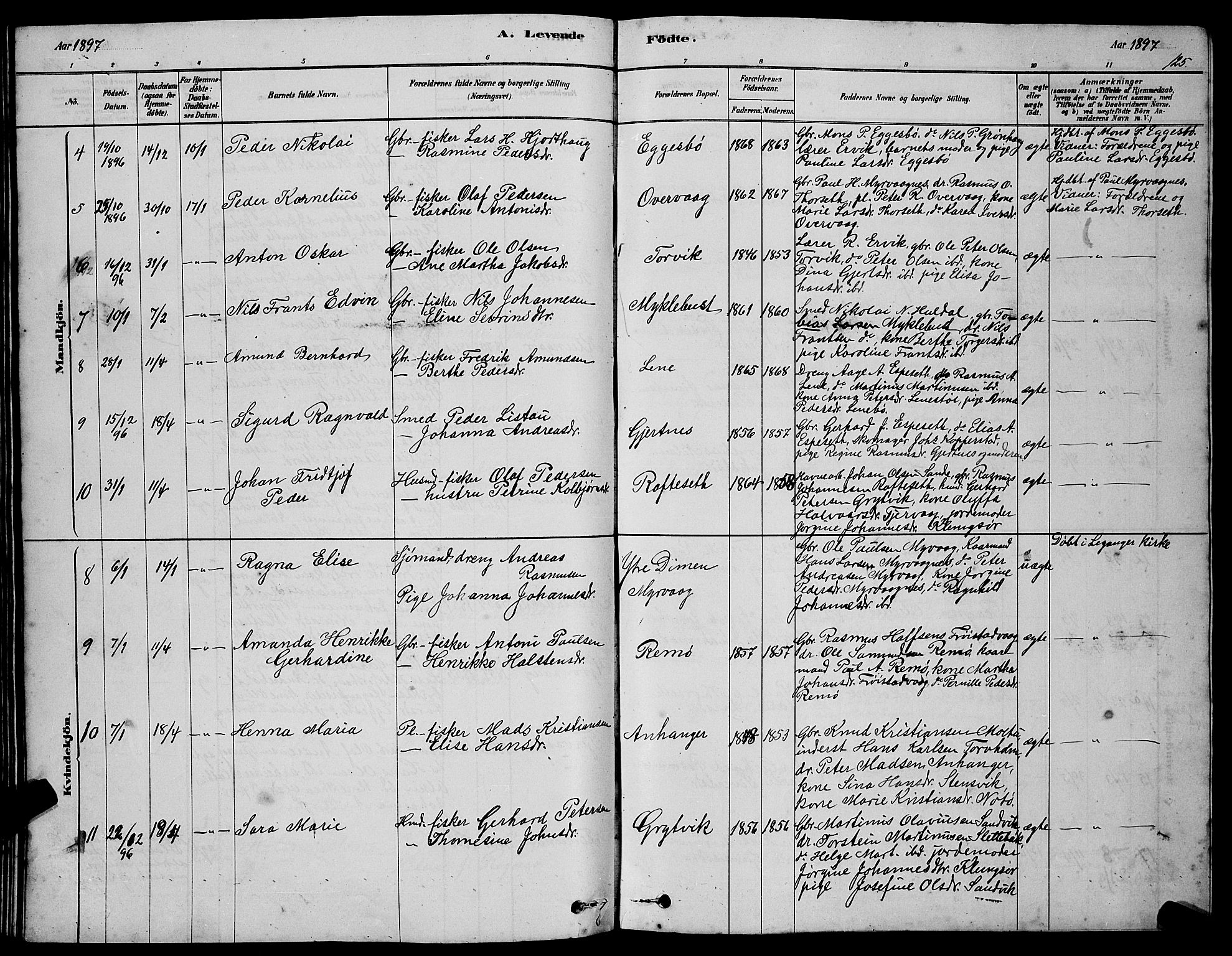 Ministerialprotokoller, klokkerbøker og fødselsregistre - Møre og Romsdal, AV/SAT-A-1454/507/L0081: Parish register (copy) no. 507C04, 1878-1898, p. 125