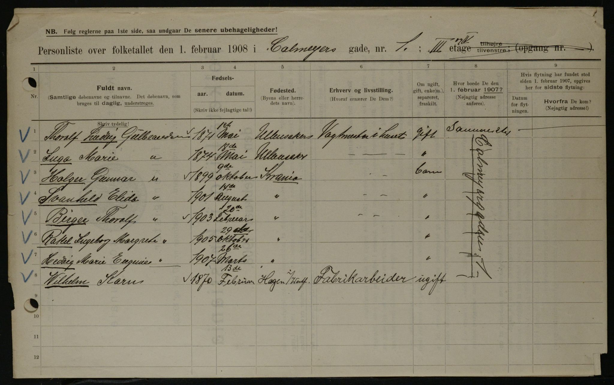 OBA, Municipal Census 1908 for Kristiania, 1908, p. 10691