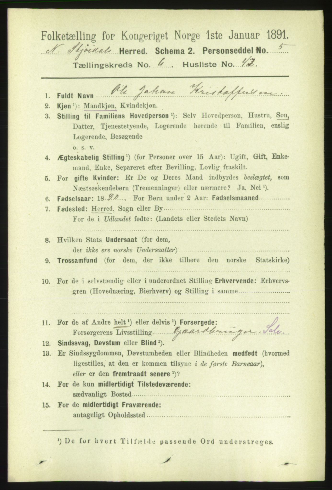 RA, 1891 census for 1714 Nedre Stjørdal, 1891, p. 2818