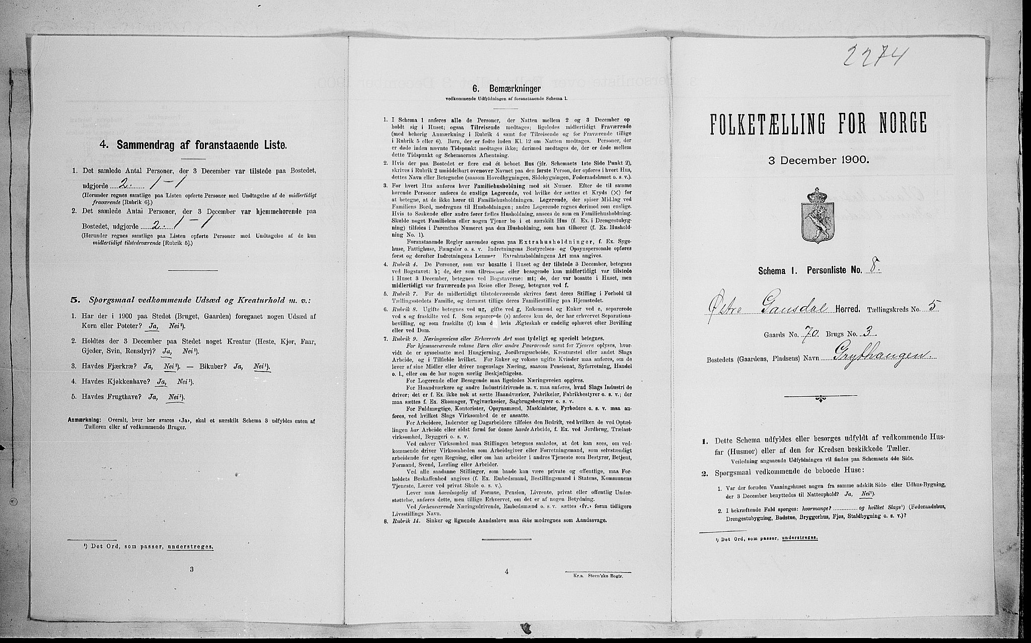 SAH, 1900 census for Østre Gausdal, 1900, p. 749