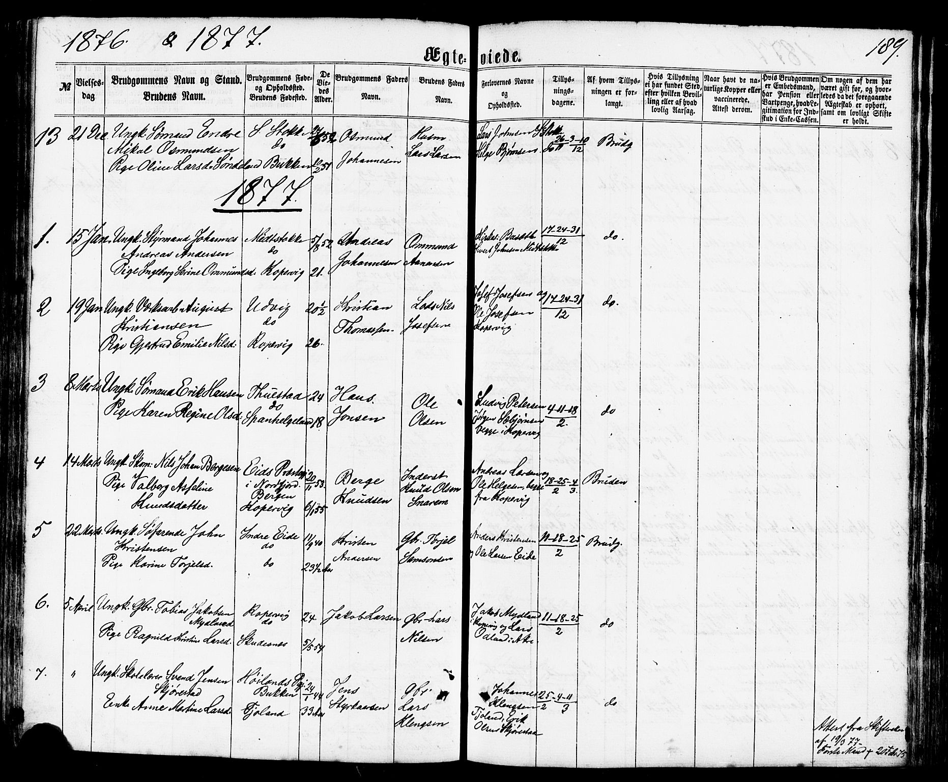 Avaldsnes sokneprestkontor, AV/SAST-A -101851/H/Ha/Haa/L0011: Parish register (official) no. A 11, 1861-1880, p. 189