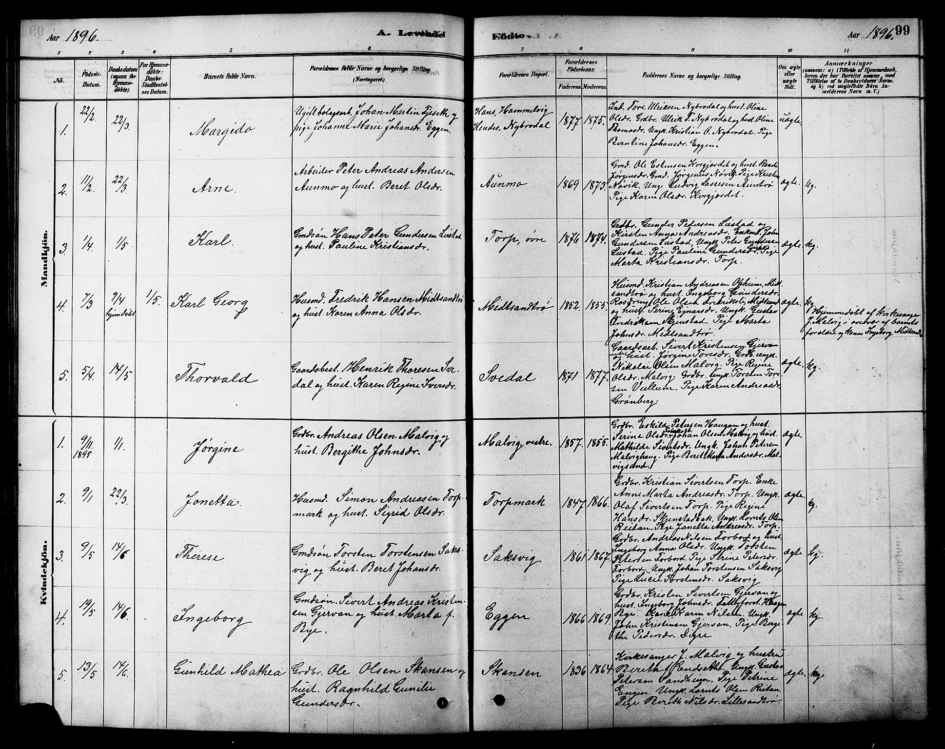 Ministerialprotokoller, klokkerbøker og fødselsregistre - Sør-Trøndelag, SAT/A-1456/616/L0423: Parish register (copy) no. 616C06, 1878-1903, p. 99