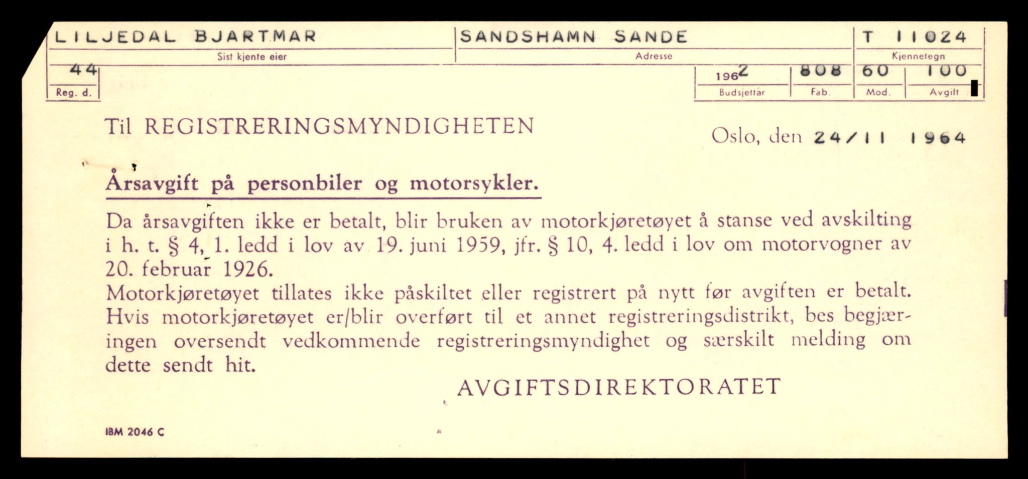 Møre og Romsdal vegkontor - Ålesund trafikkstasjon, AV/SAT-A-4099/F/Fe/L0025: Registreringskort for kjøretøy T 10931 - T 11045, 1927-1998, p. 2471