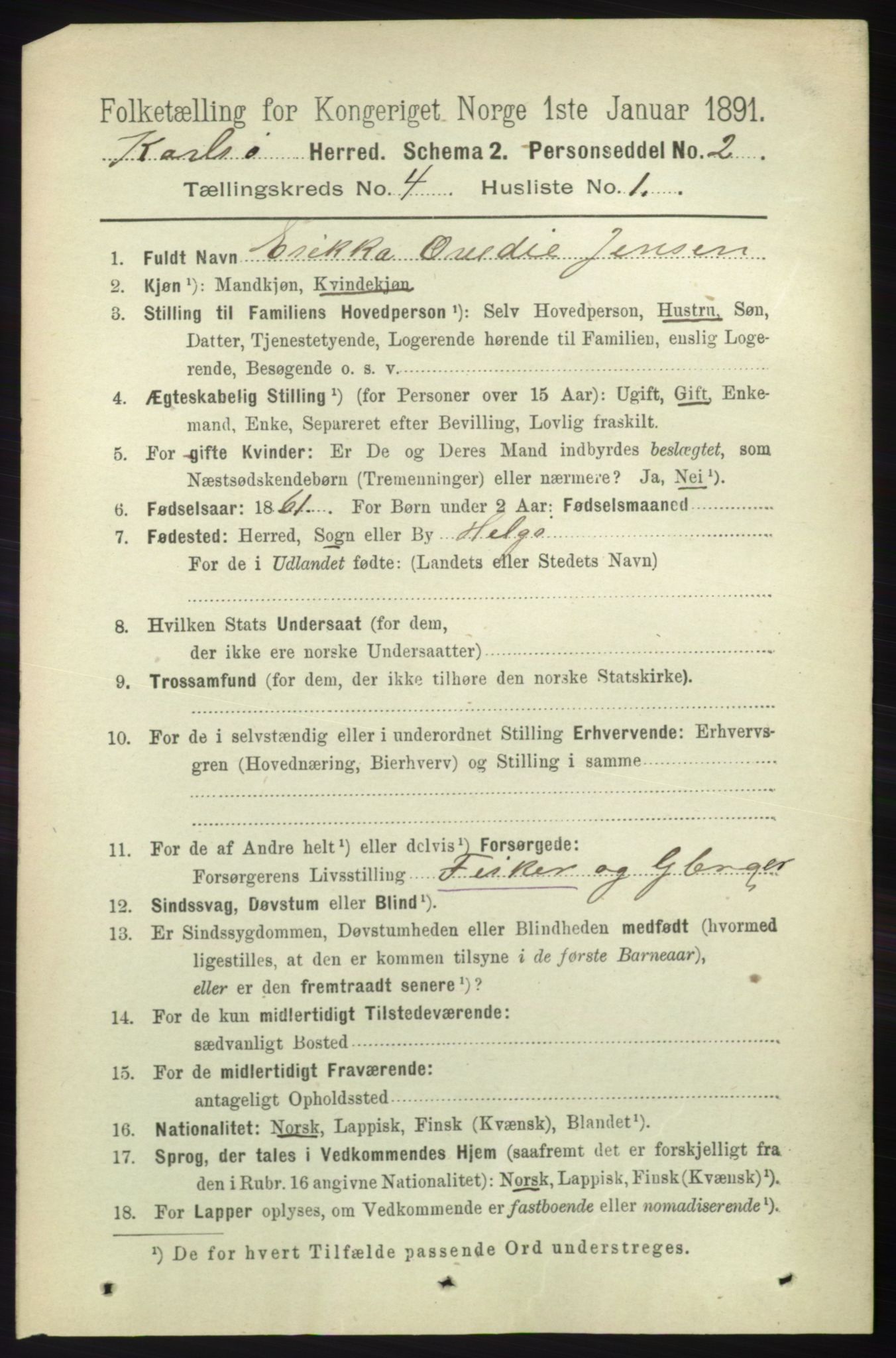 RA, 1891 census for 1936 Karlsøy, 1891, p. 830