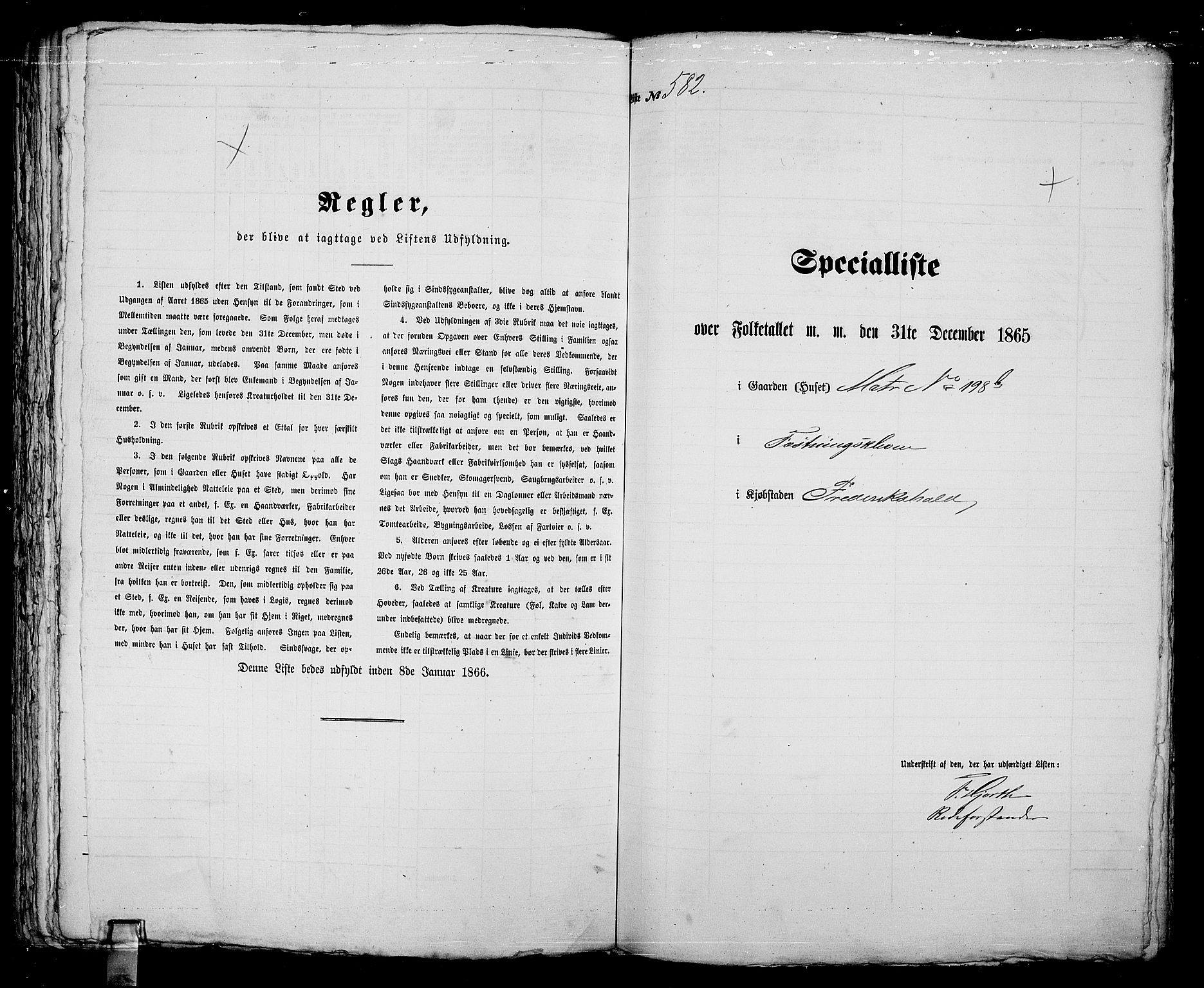 RA, 1865 census for Fredrikshald, 1865, p. 1168