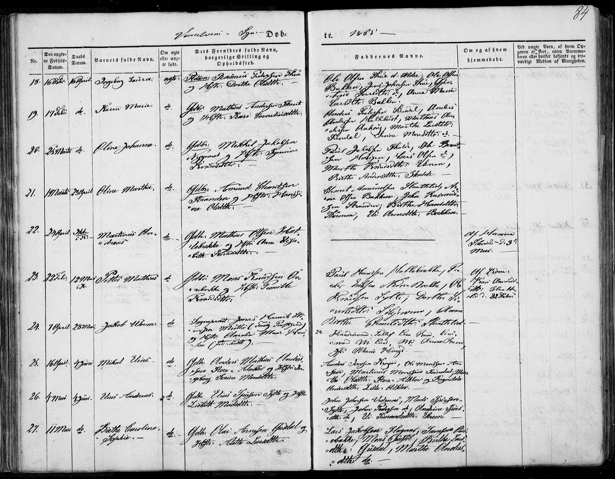 Ministerialprotokoller, klokkerbøker og fødselsregistre - Møre og Romsdal, SAT/A-1454/501/L0006: Parish register (official) no. 501A06, 1844-1868, p. 84