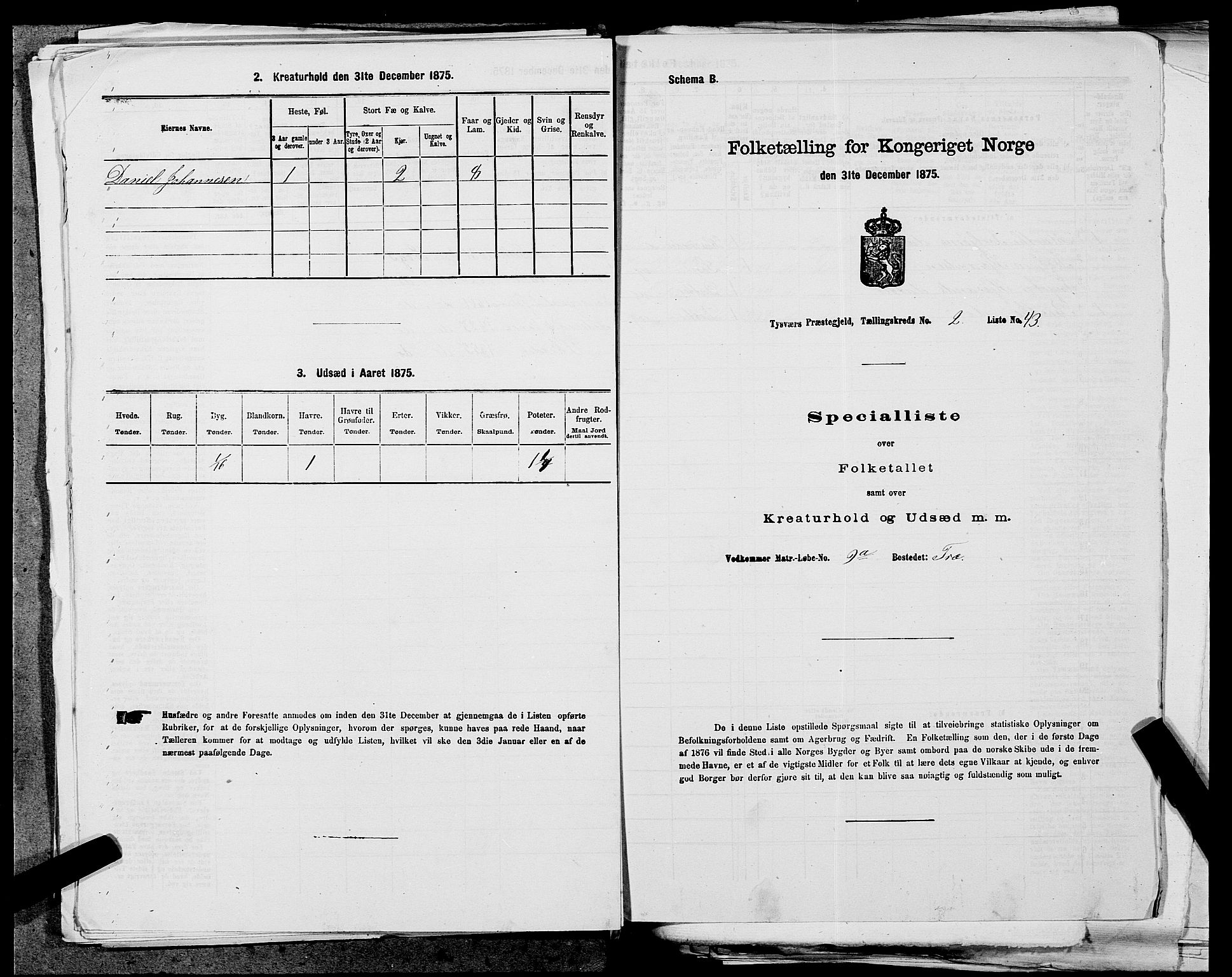 SAST, 1875 census for 1146P Tysvær, 1875, p. 263