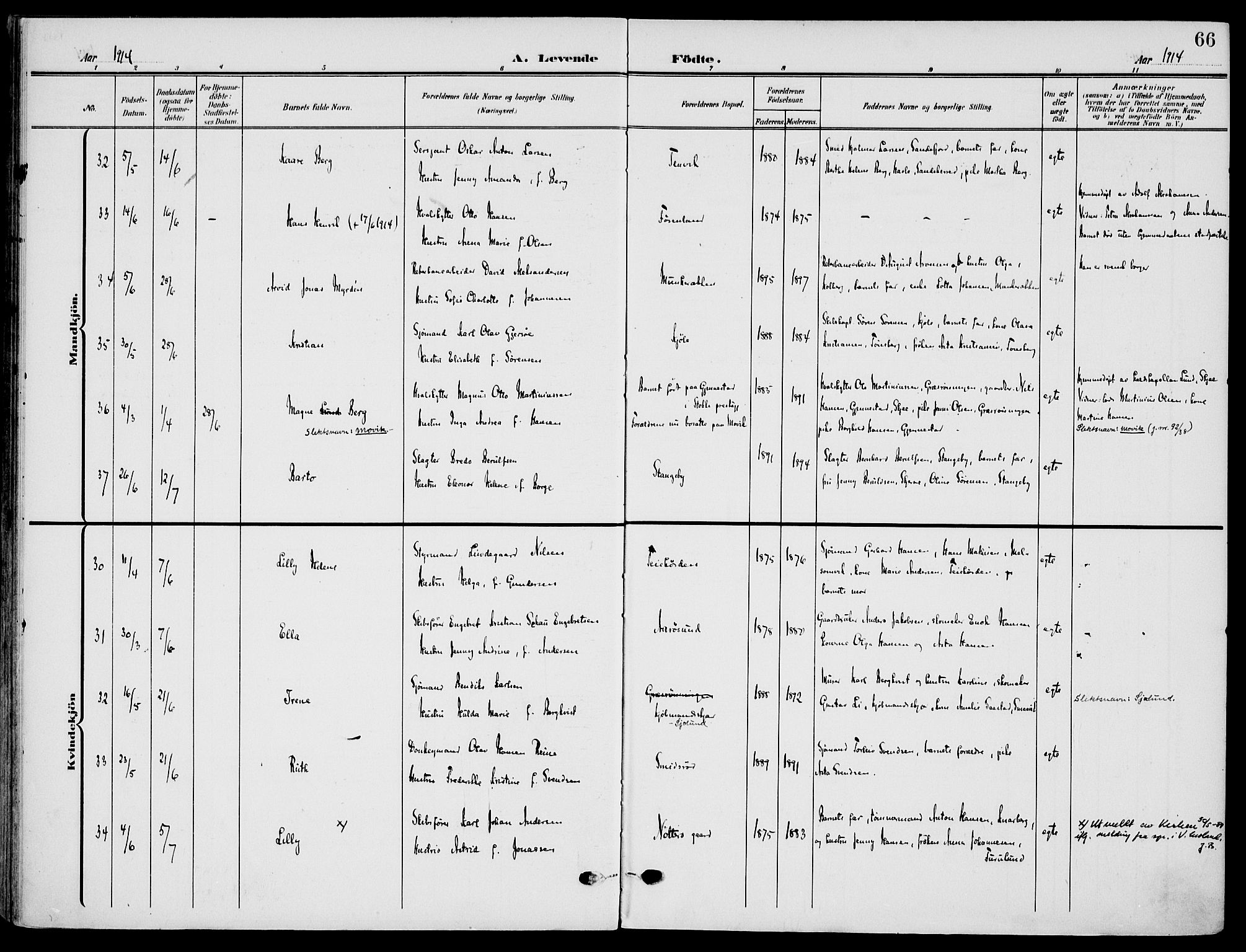 Nøtterøy kirkebøker, AV/SAKO-A-354/F/Fa/L0010: Parish register (official) no. I 10, 1908-1919, p. 66