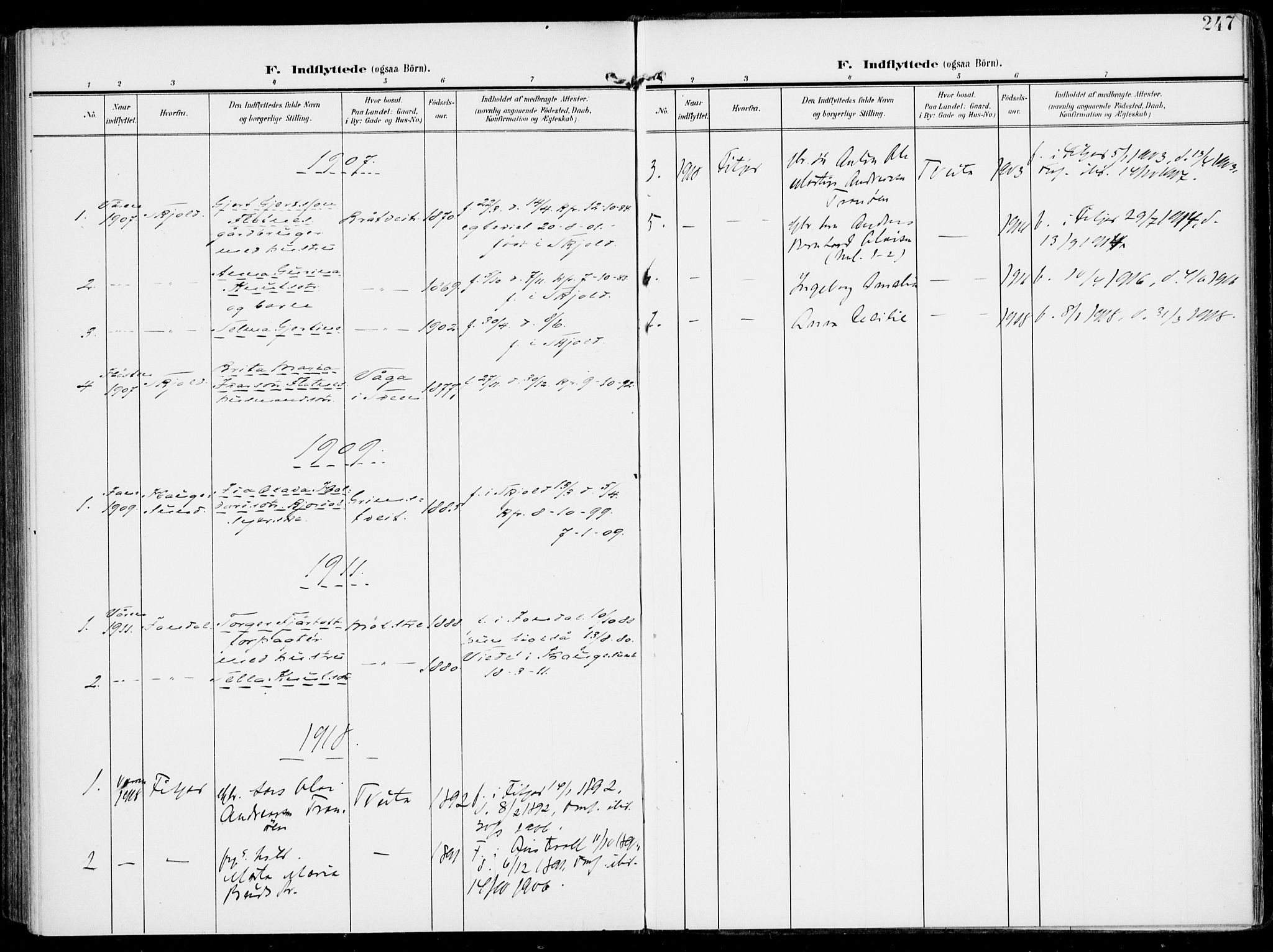 Sveio Sokneprestembete, SAB/A-78501/H/Haa: Parish register (official) no. B  4, 1906-1919, p. 247