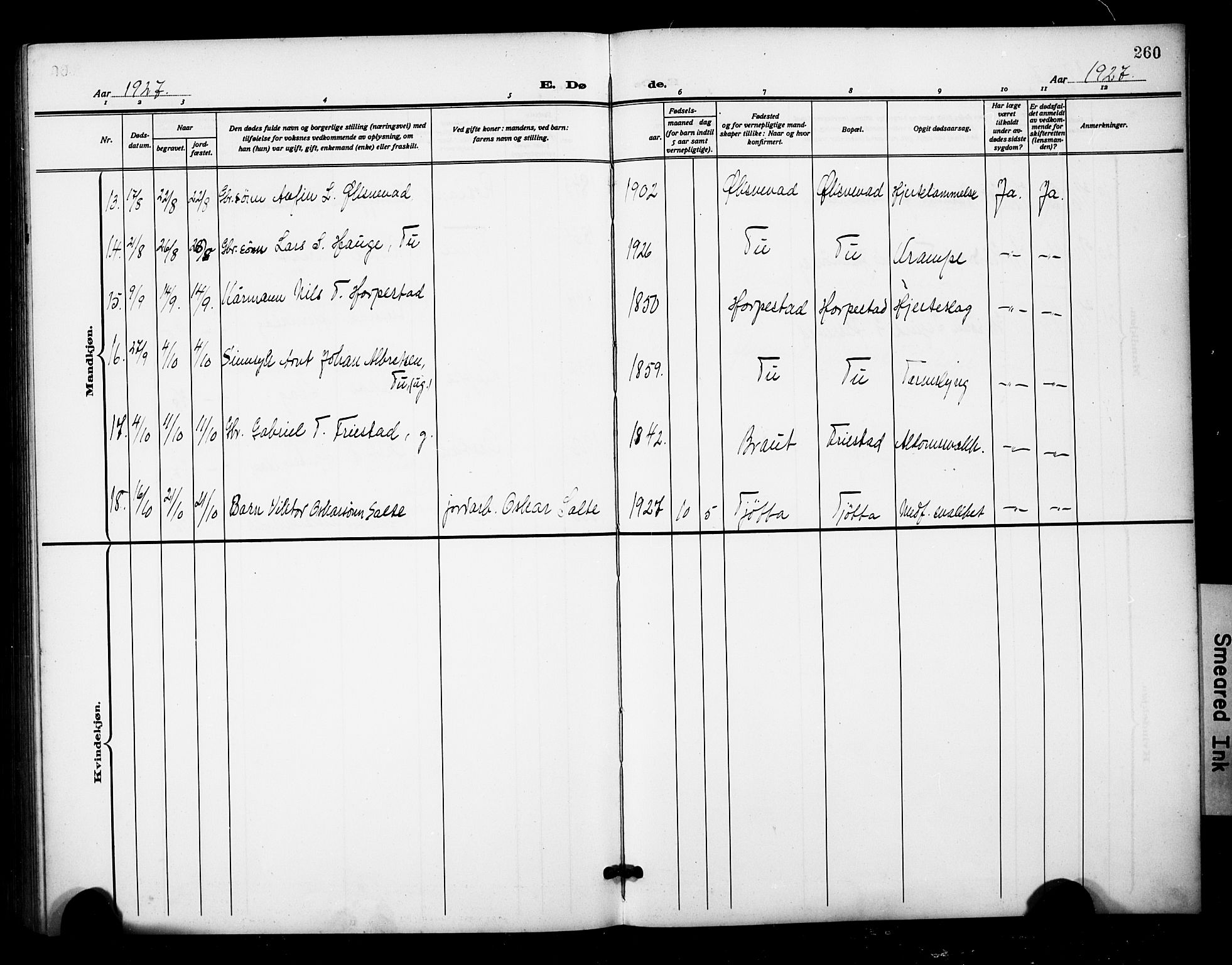 Klepp sokneprestkontor, AV/SAST-A-101803/001/3/30BB/L0007: Parish register (copy) no. B 7, 1908-1934, p. 260