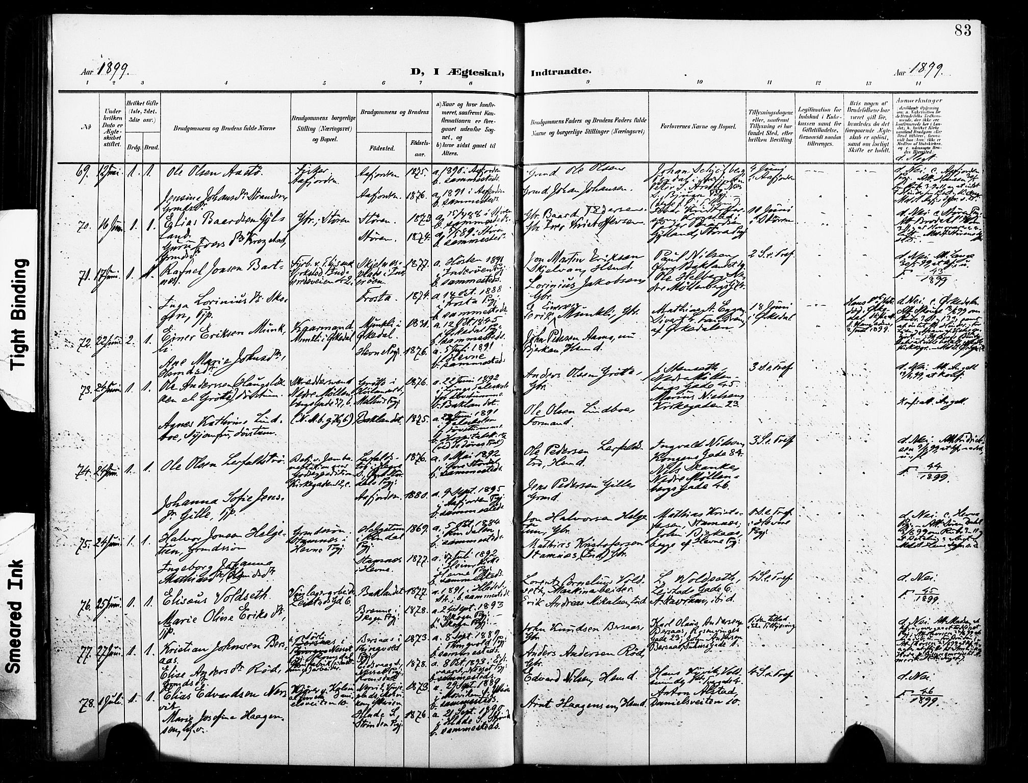 Ministerialprotokoller, klokkerbøker og fødselsregistre - Sør-Trøndelag, AV/SAT-A-1456/604/L0198: Parish register (official) no. 604A19, 1893-1900, p. 83