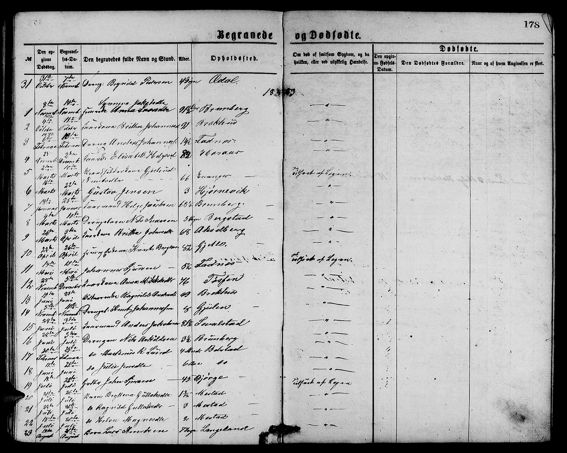Evanger sokneprestembete, SAB/A-99924: Parish register (copy) no. A 3, 1875-1887, p. 178