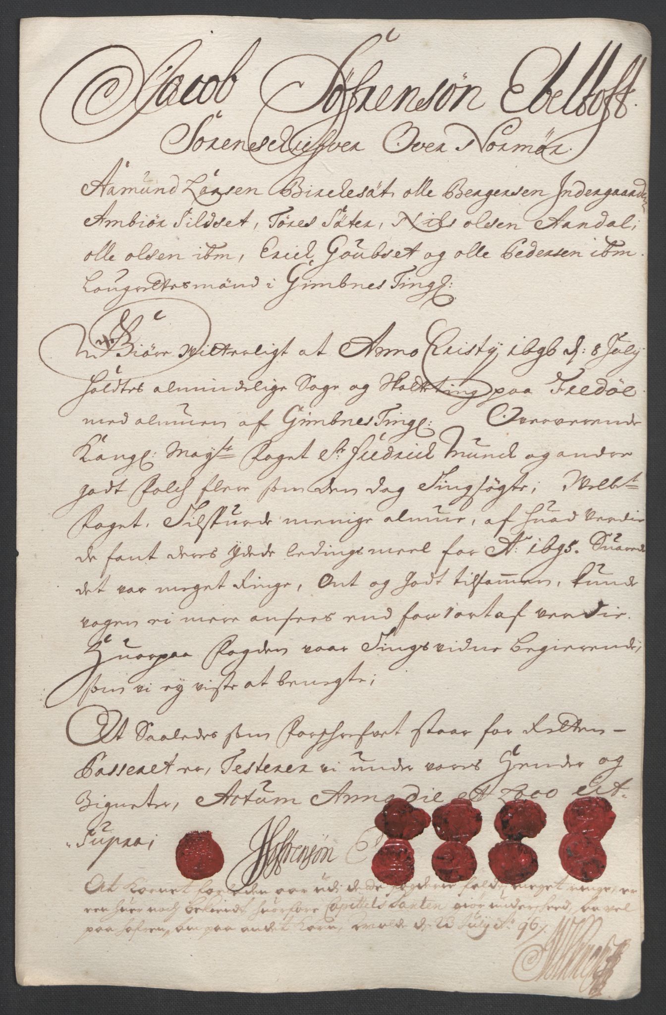 Rentekammeret inntil 1814, Reviderte regnskaper, Fogderegnskap, RA/EA-4092/R56/L3736: Fogderegnskap Nordmøre, 1694-1696, p. 254