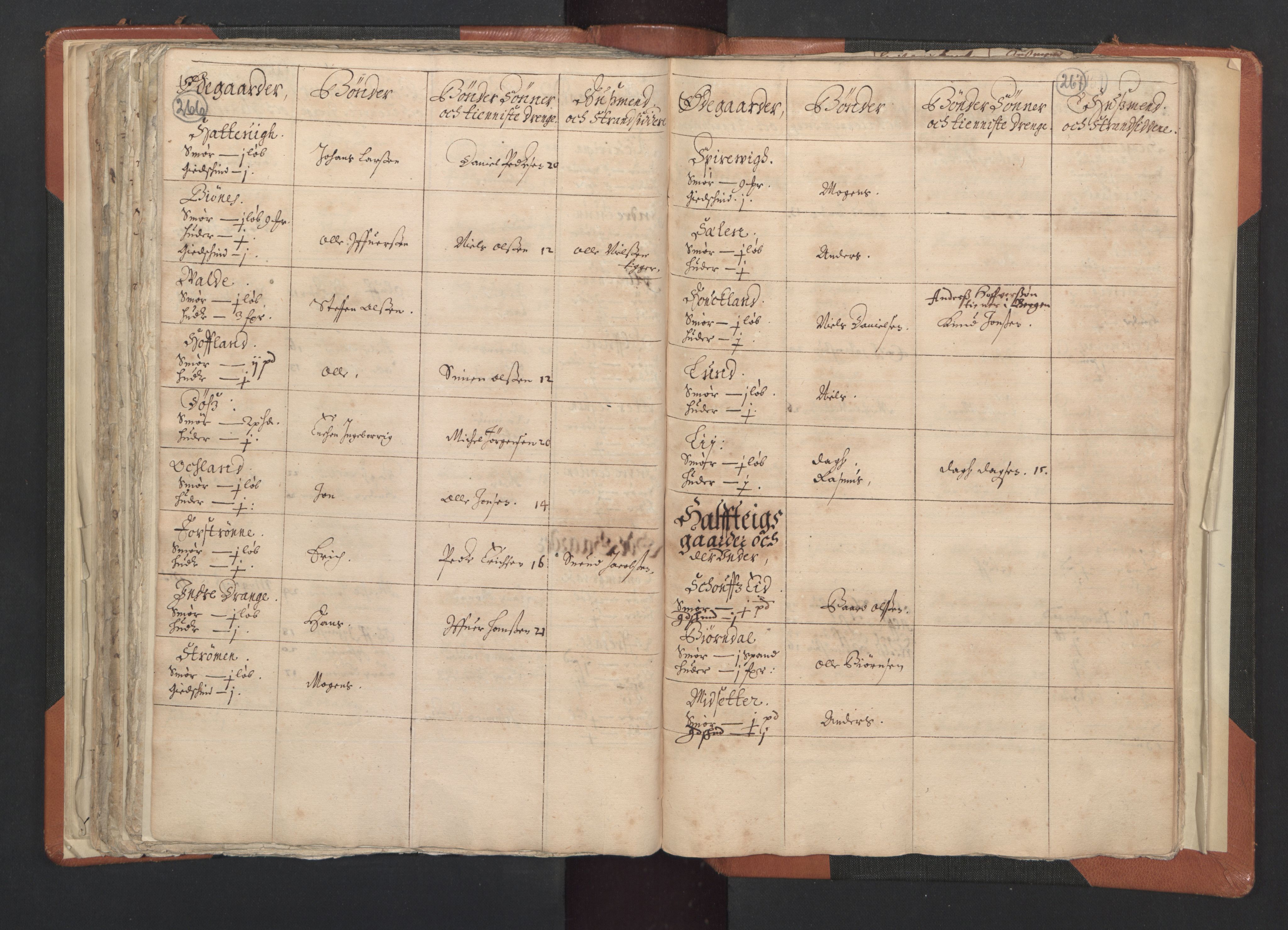 RA, Vicar's Census 1664-1666, no. 20: Sunnhordland deanery, 1664-1666, p. 266-267