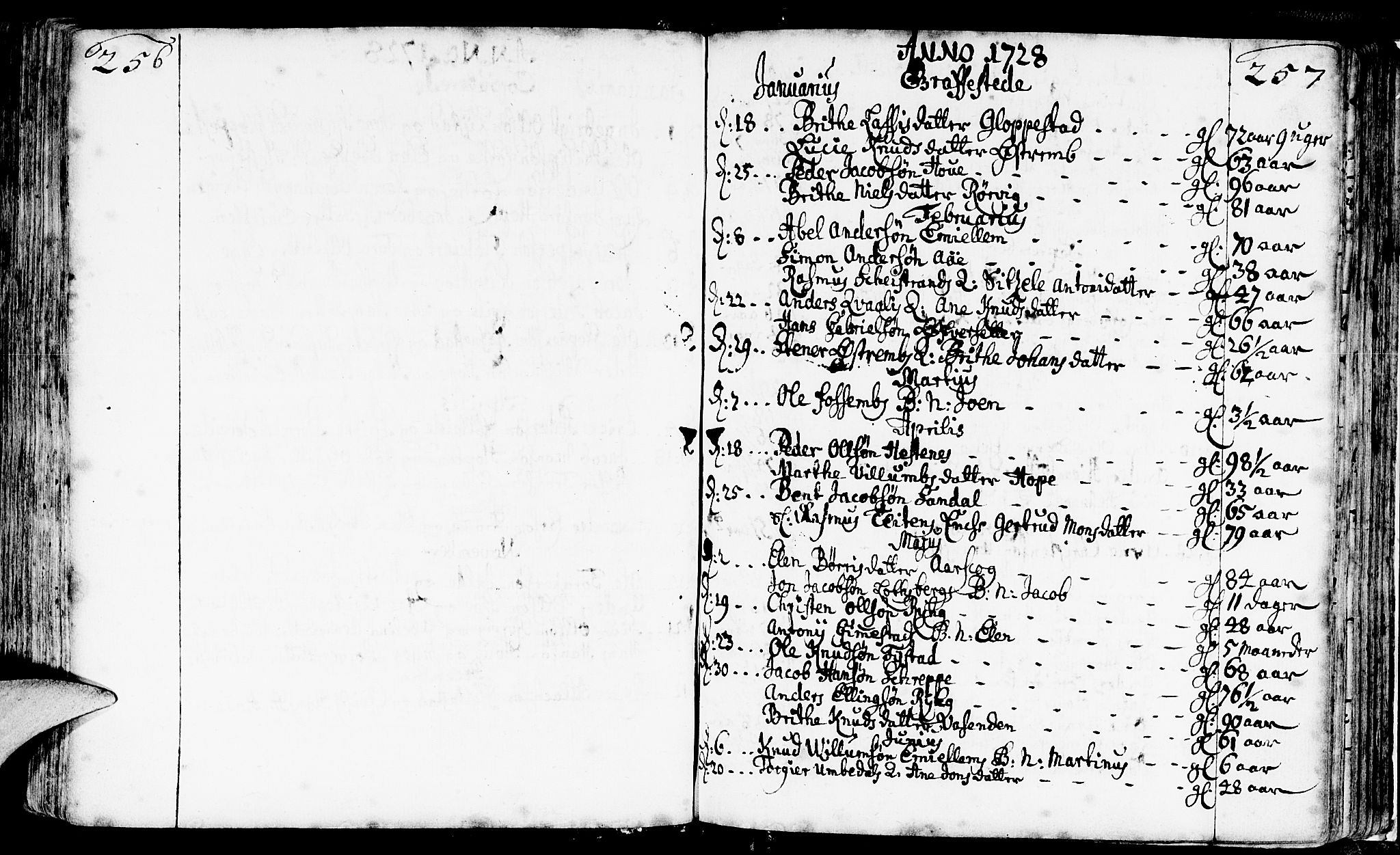 Gloppen sokneprestembete, AV/SAB-A-80101/H/Haa/Haaa/L0002: Parish register (official) no. A 2, 1712-1735, p. 256-257