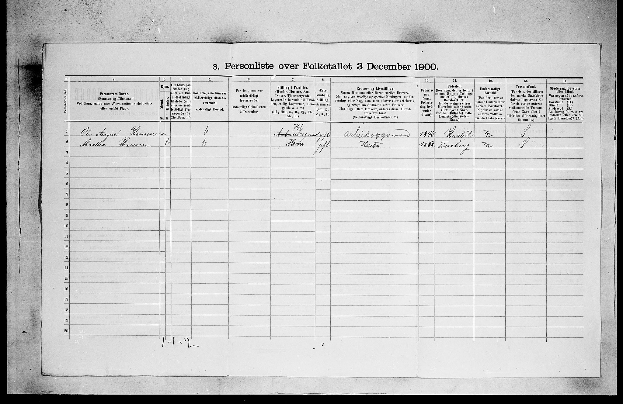 SAO, 1900 census for Kristiania, 1900, p. 6318