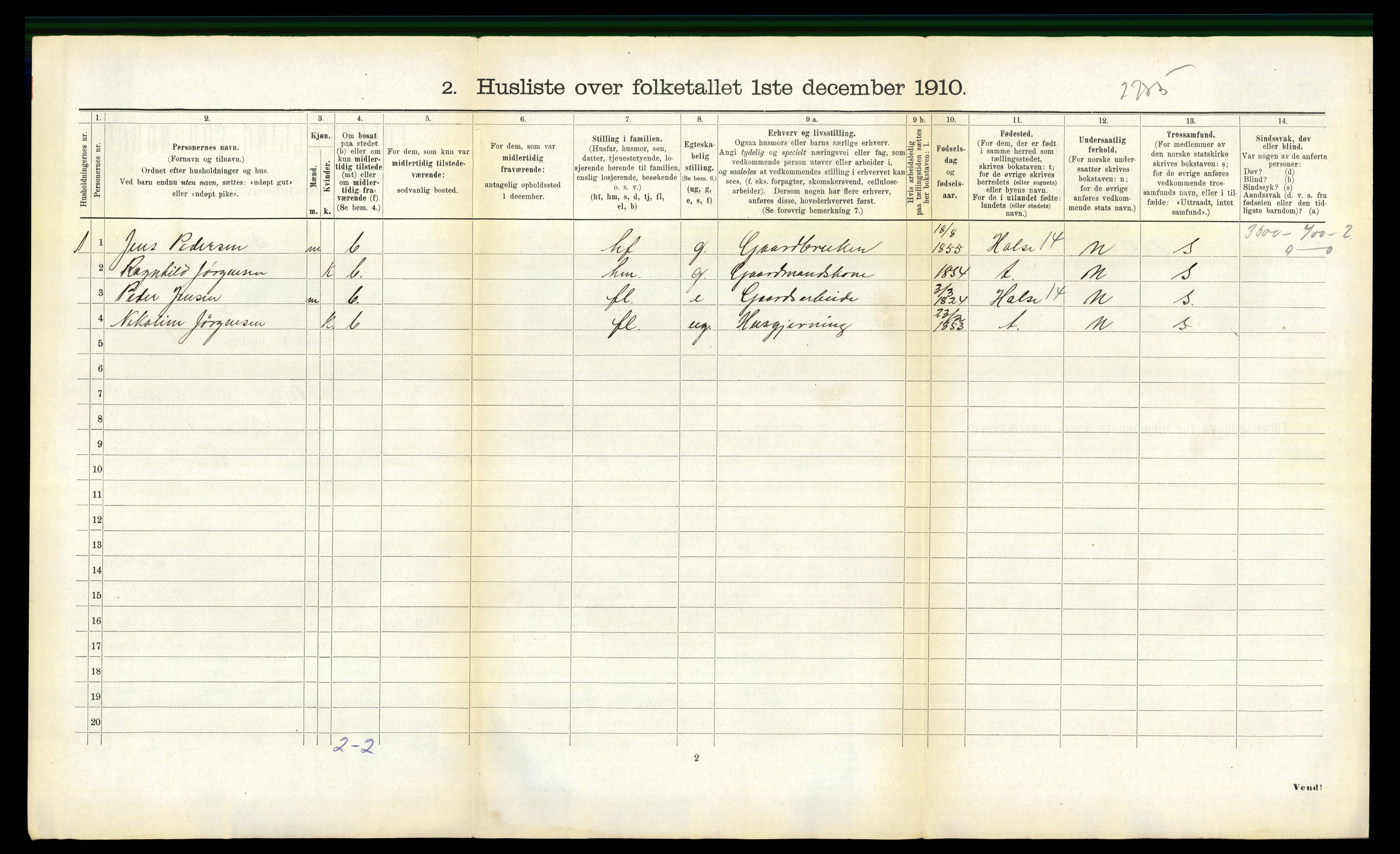 RA, 1910 census for Tustna, 1910, p. 547